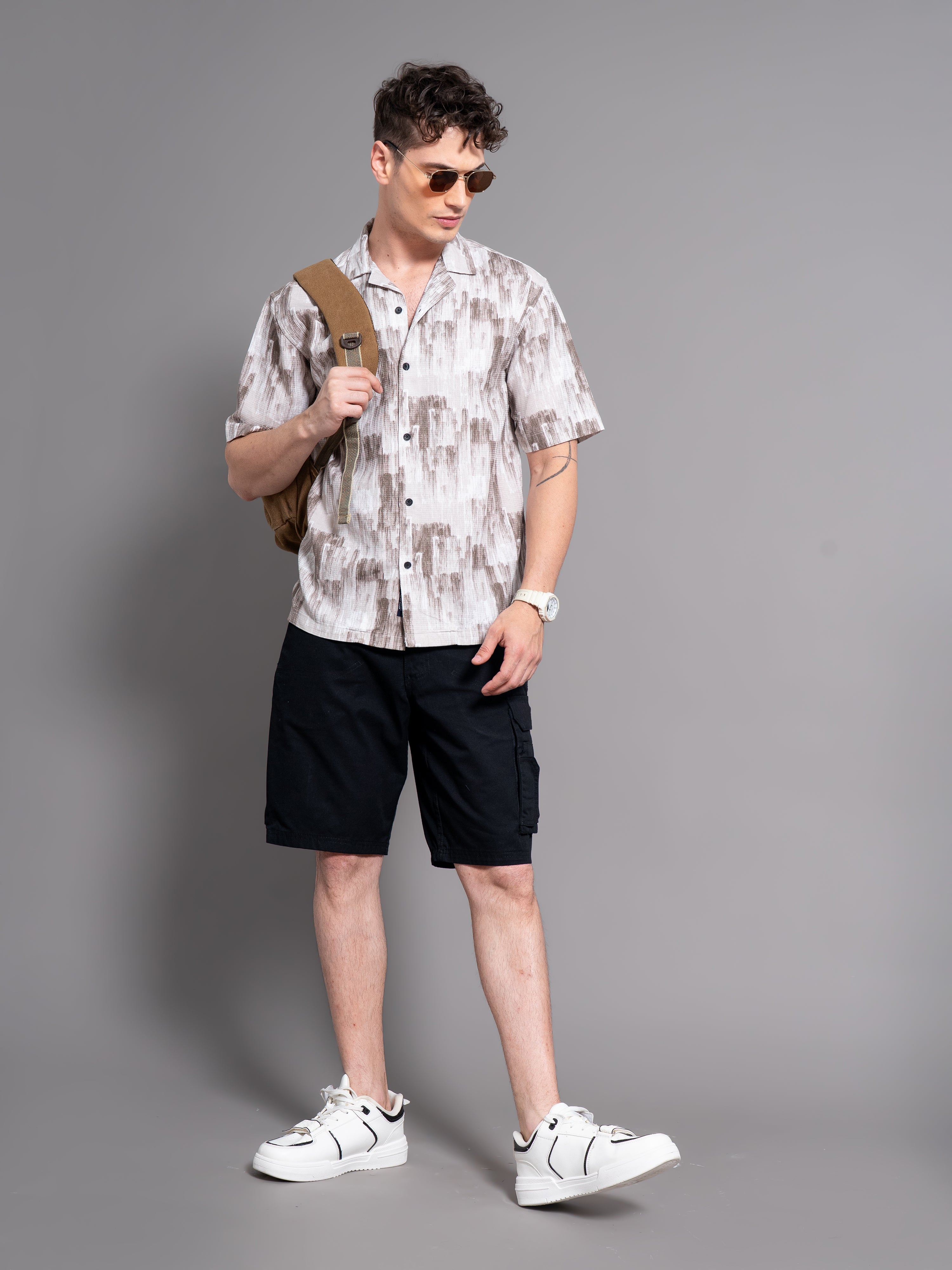 Men Davao Brown Waffle Shirt