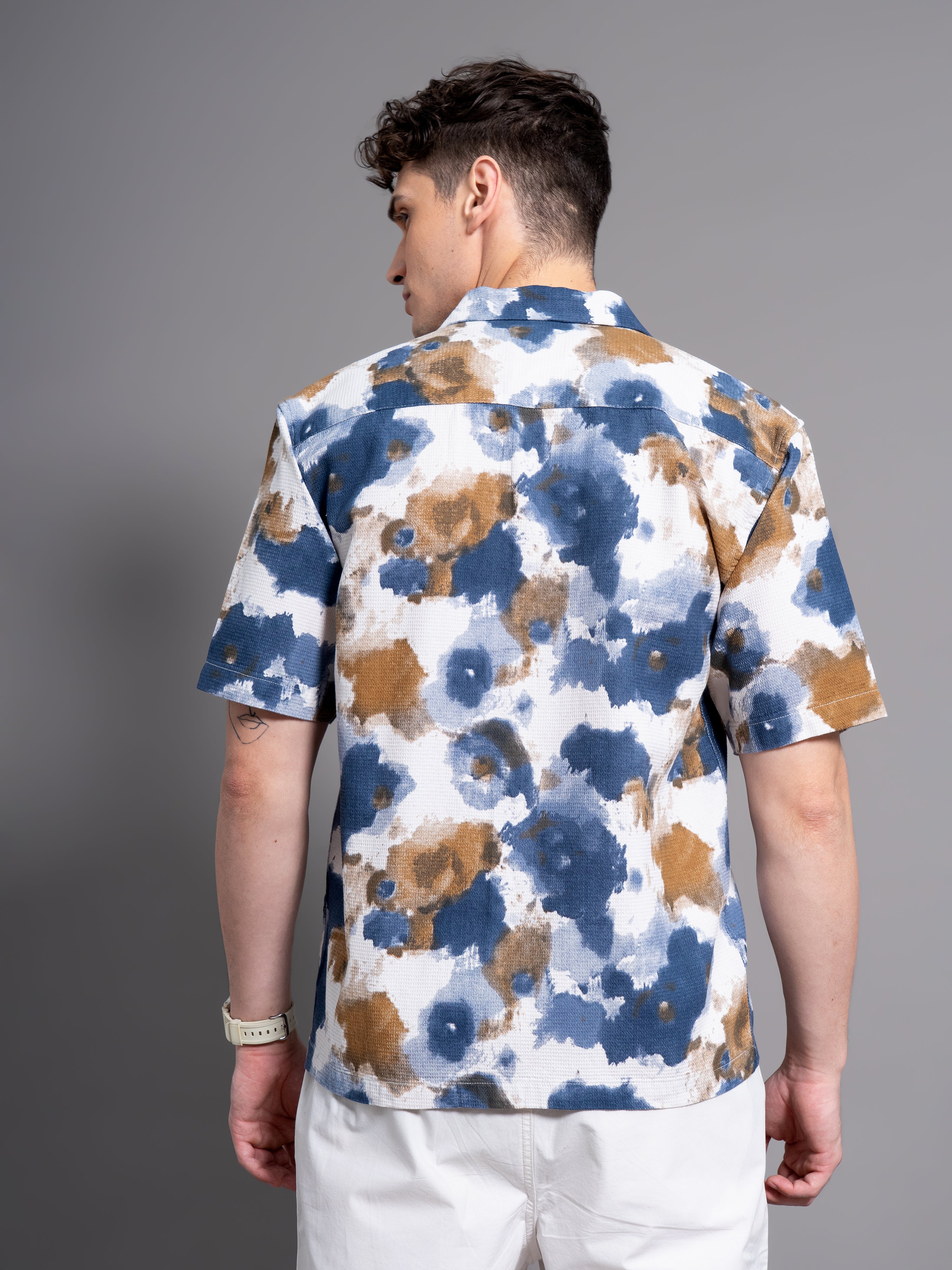 Men Derry Blue Waffle Shirt