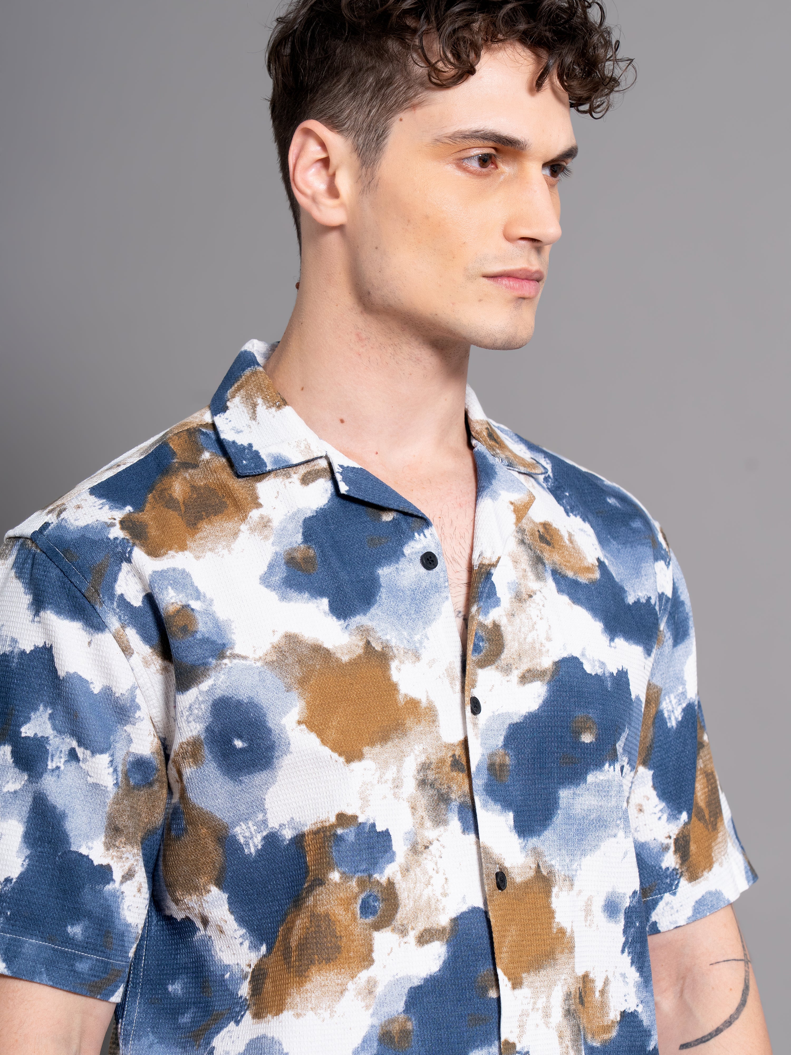 Men Derry Blue Waffle Shirt