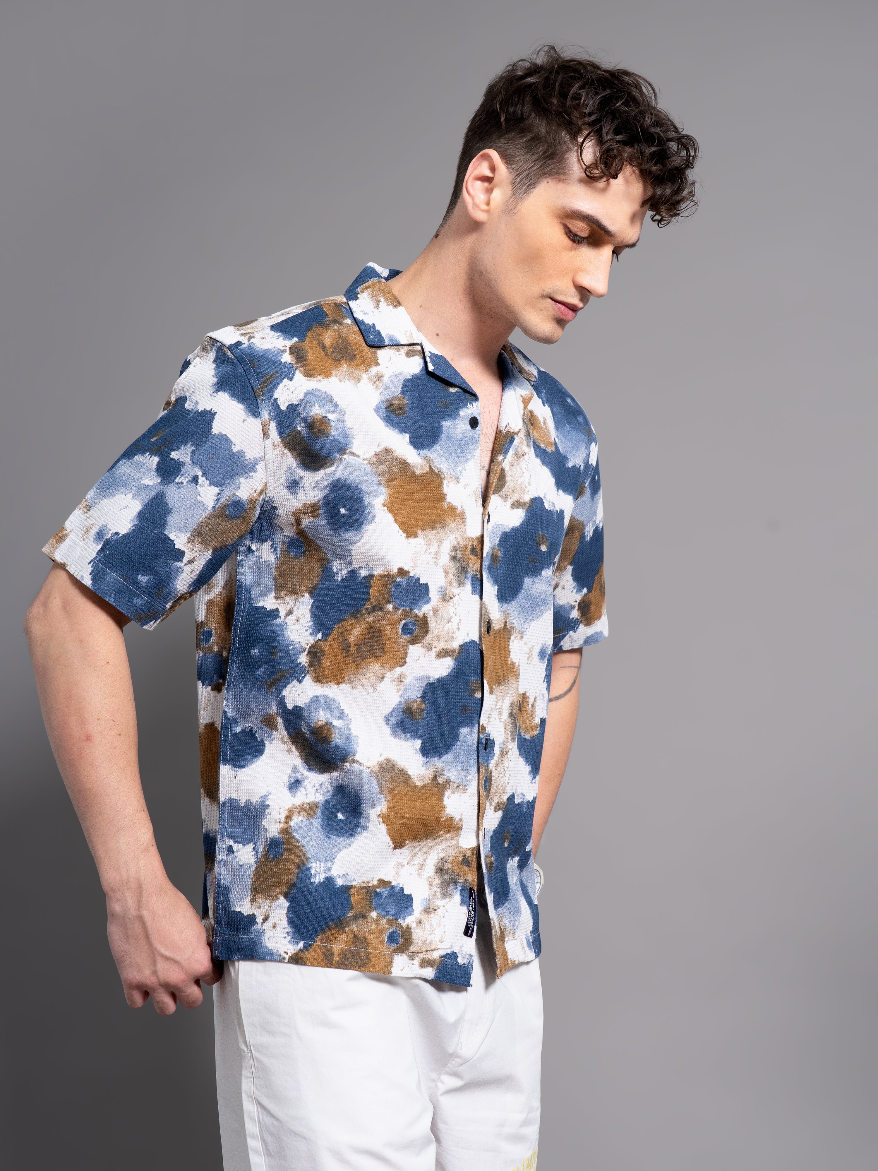 Men Derry Blue Waffle Shirt
