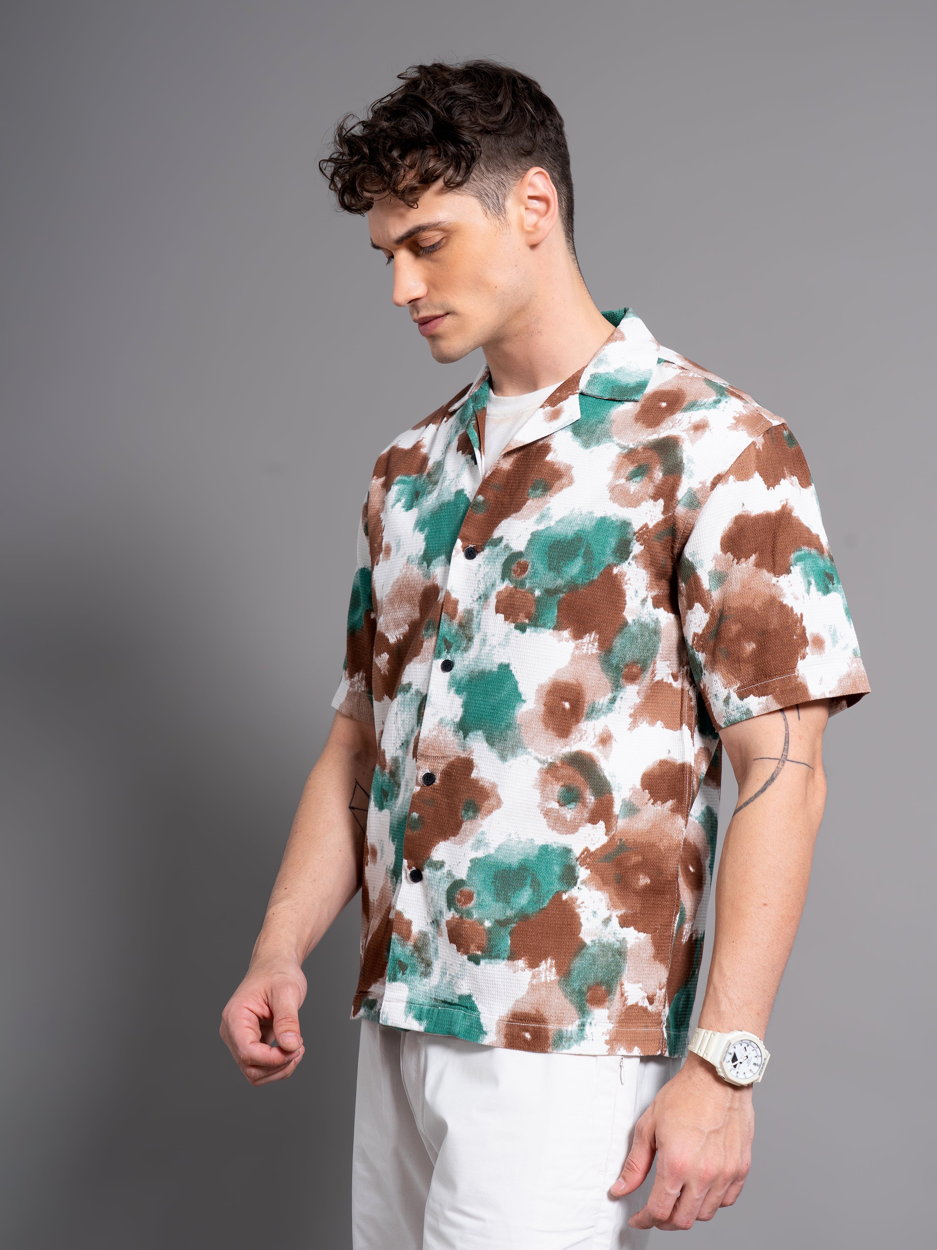 Men Derry Green Waffle shirt
