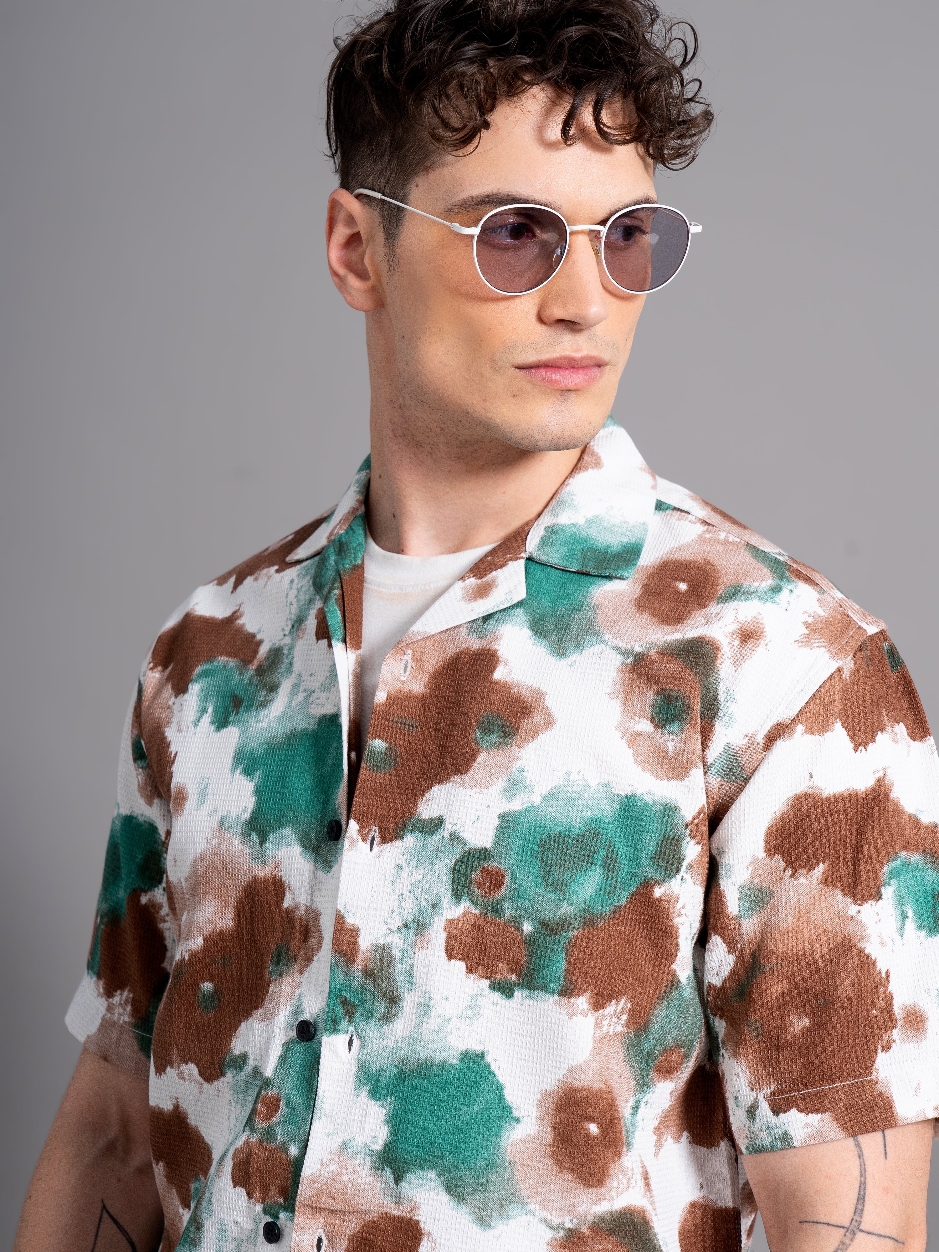 Men Derry Green Waffle shirt