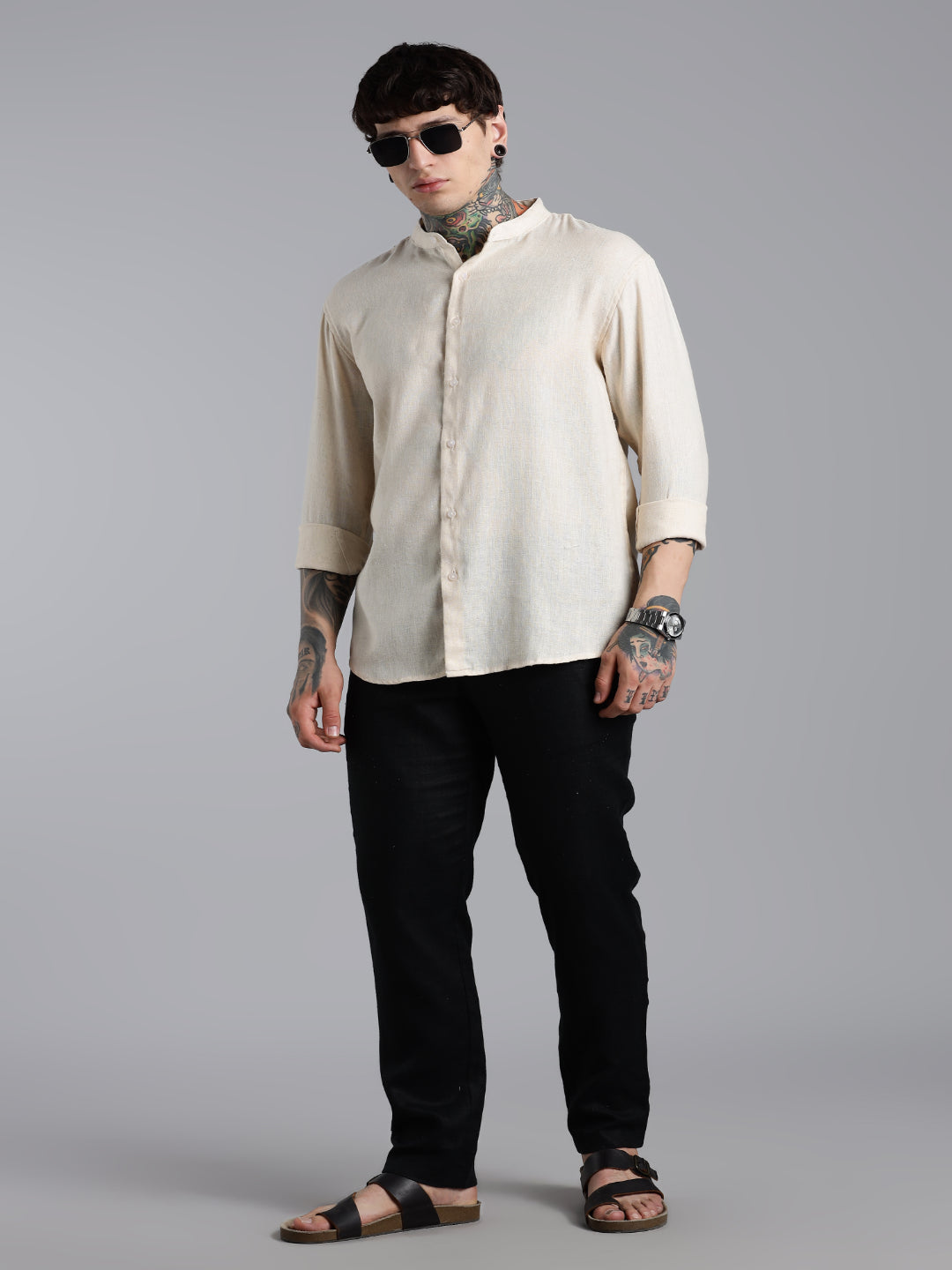 Men Breezy Green Linen Shirt