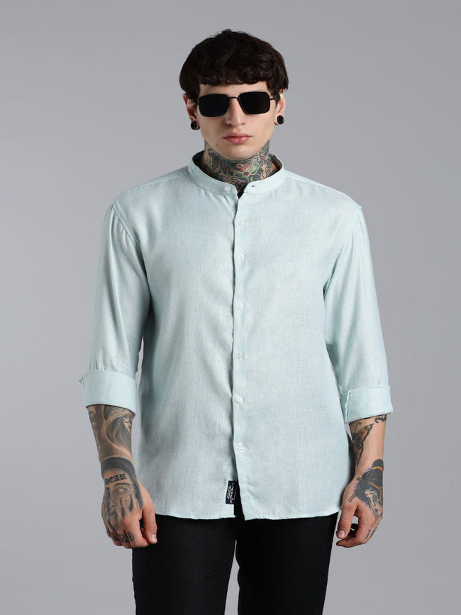 Men Breezy Green Linen Shirt