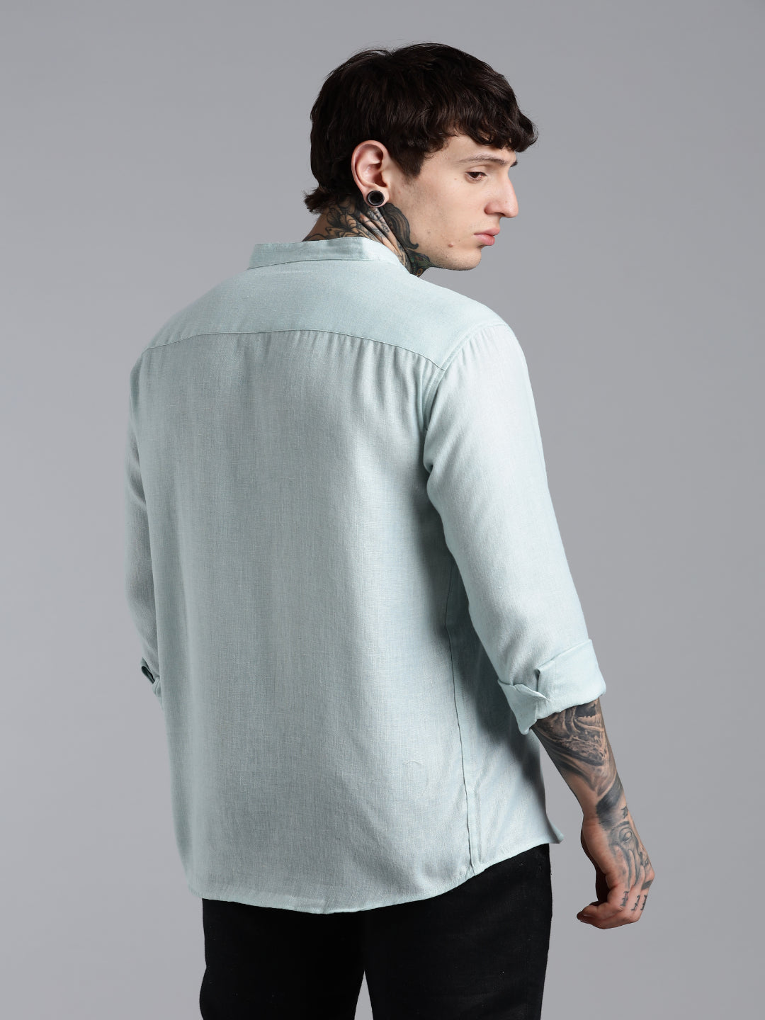 Men Breezy Green Linen Shirt
