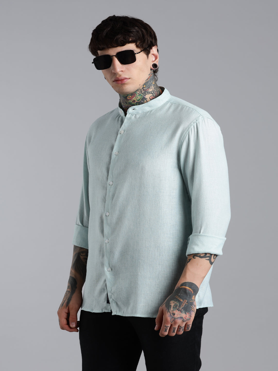 Men Breezy Green Linen Shirt