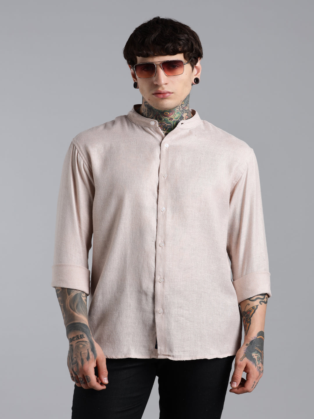 Men Breezy Pink Linen Shirt