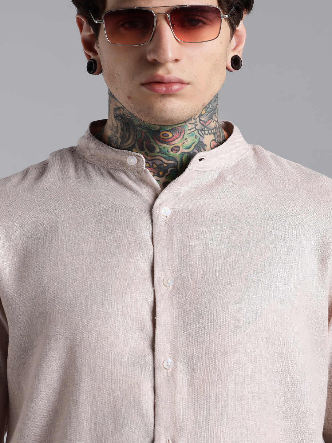 Men Breezy Pink Linen Shirt