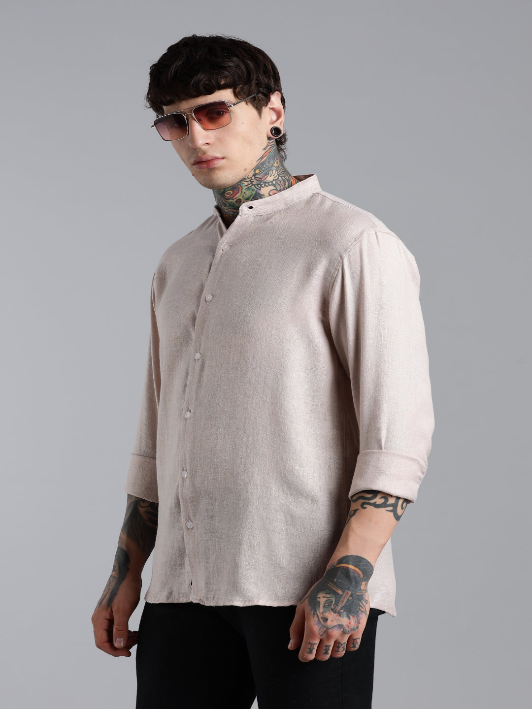Men Breezy Pink Linen Shirt