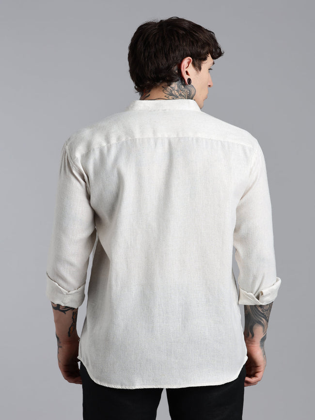 Men Breezy White Linen Shirt