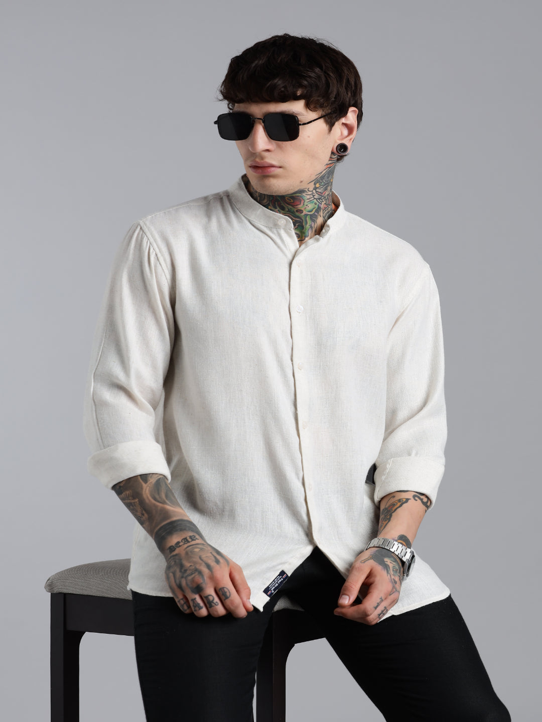 Men Breezy White Linen Shirt
