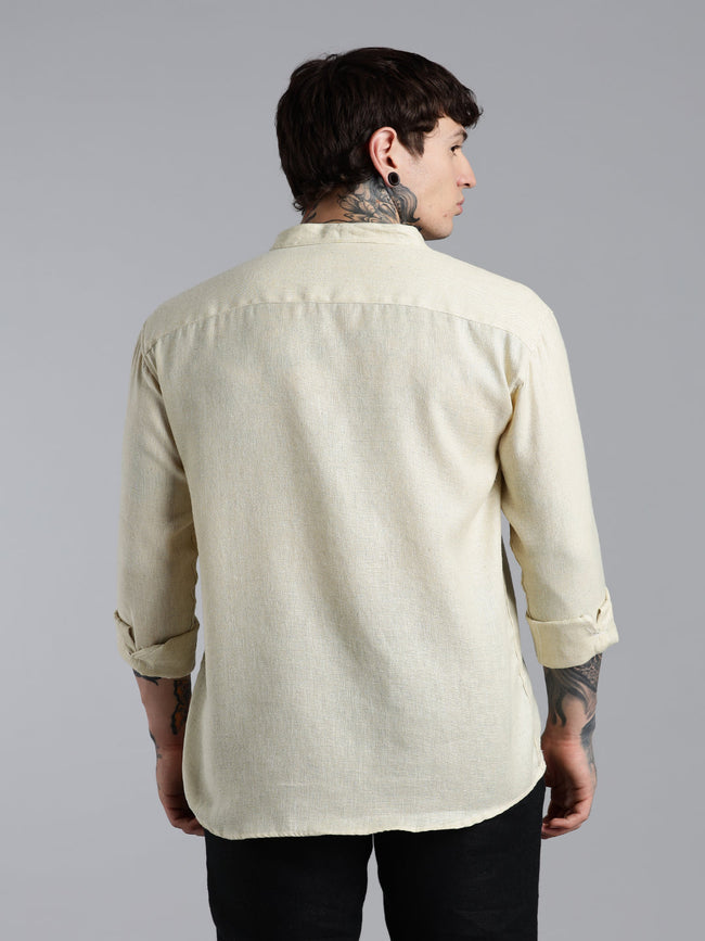 Men Breezy Yellow Linen Shirt