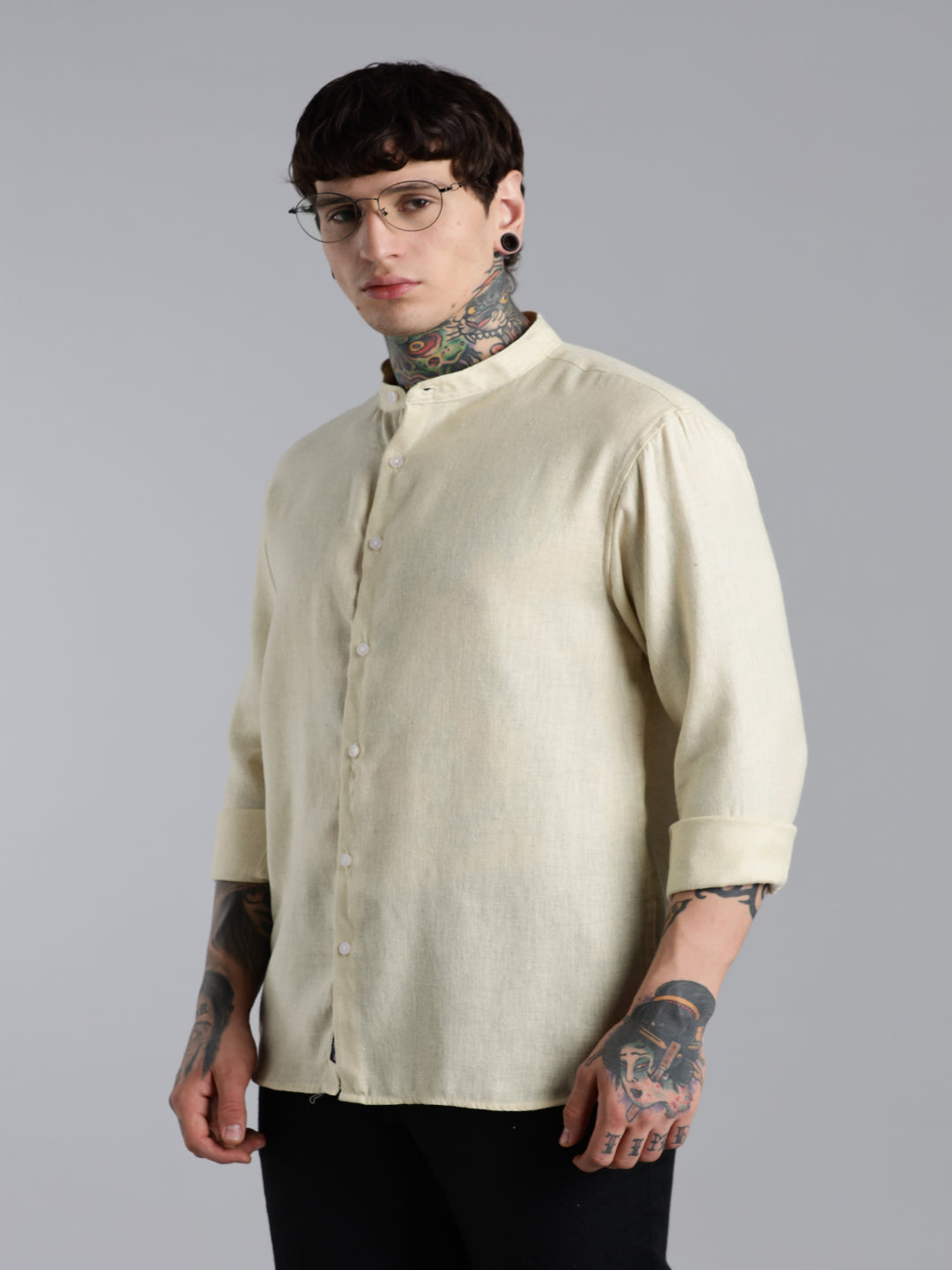Men Breezy Yellow Linen Shirt