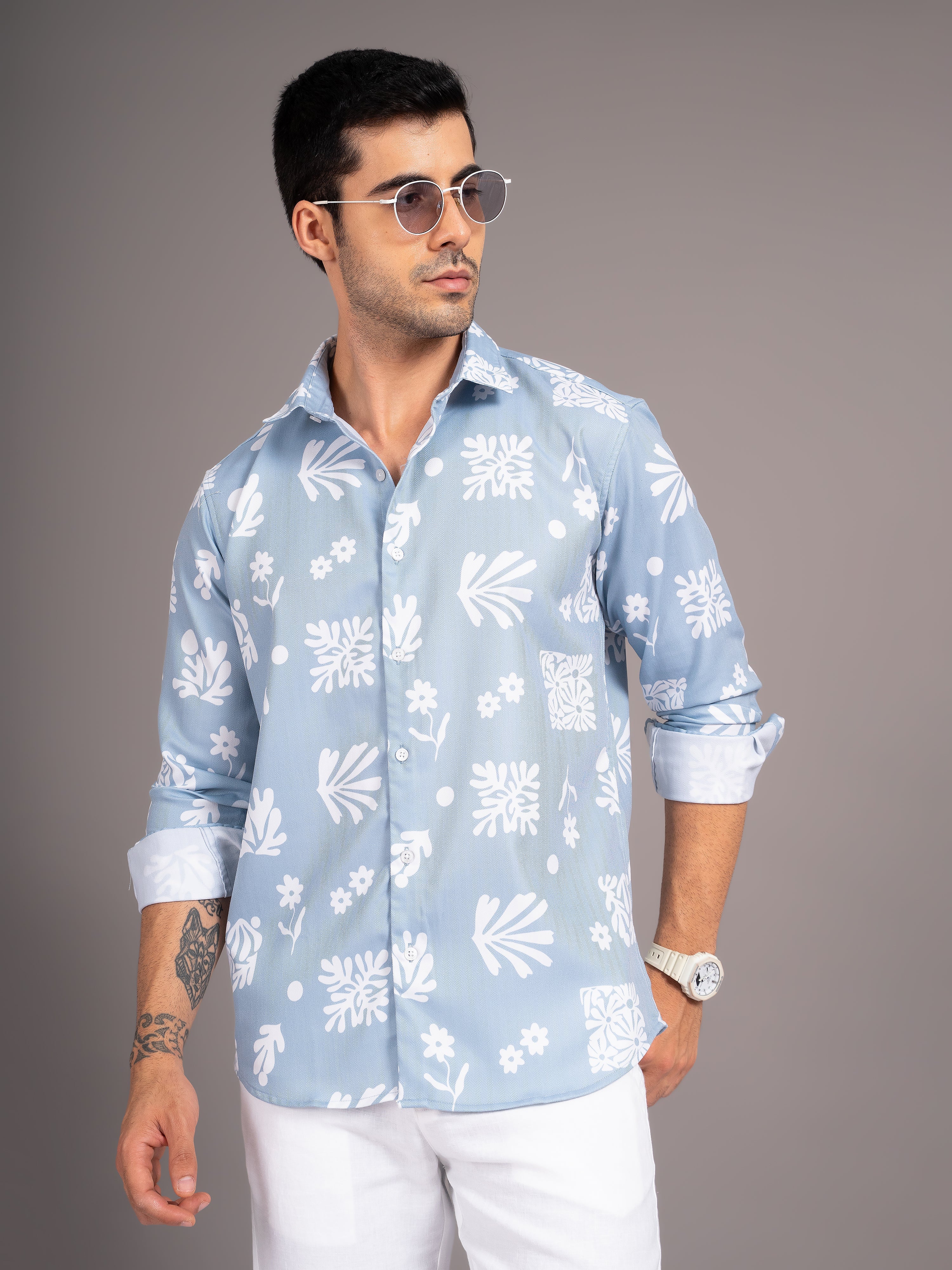 Men Briar Blue Floral Shirt