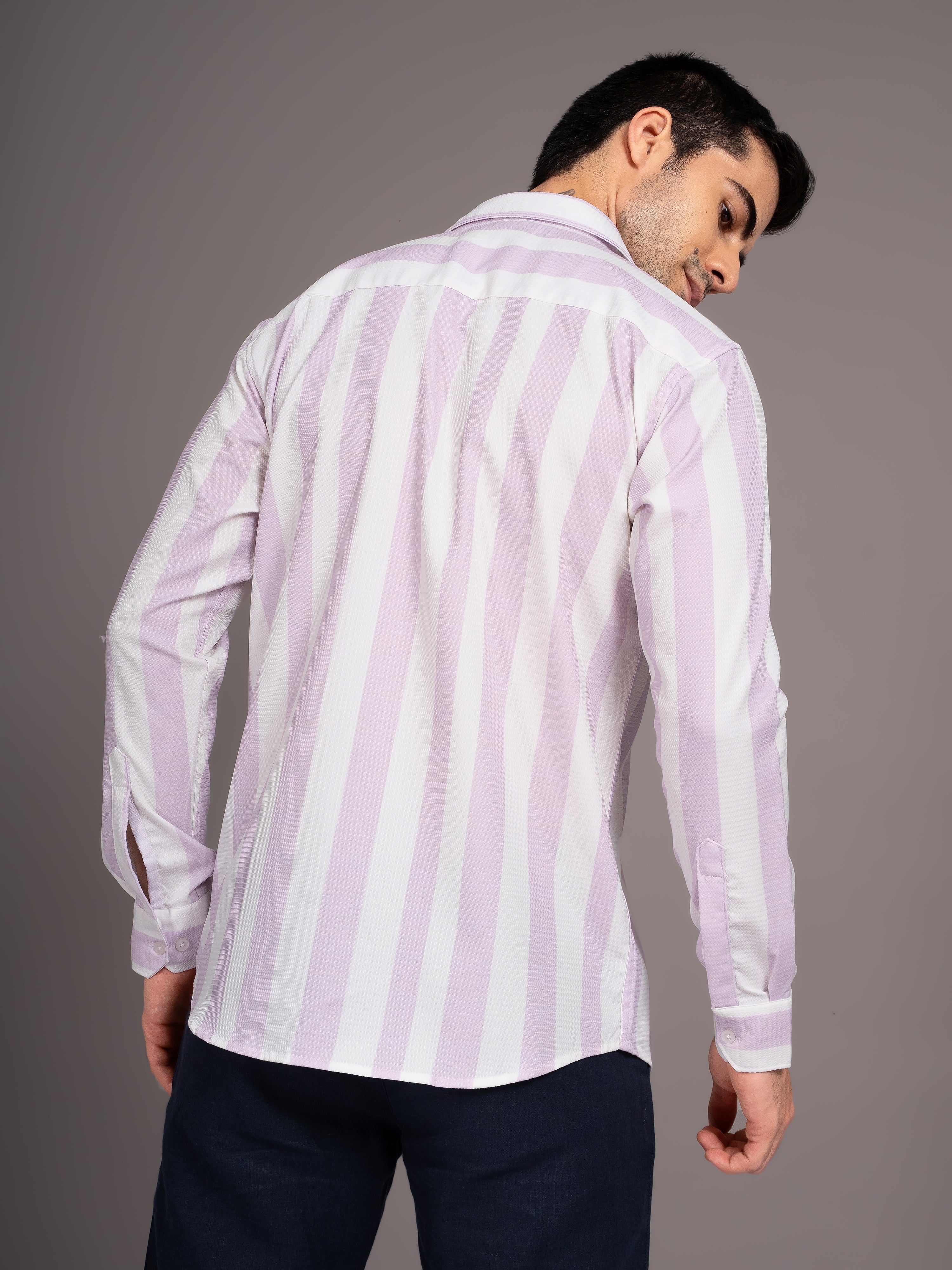 Men Fleck Pink Striped Shirt