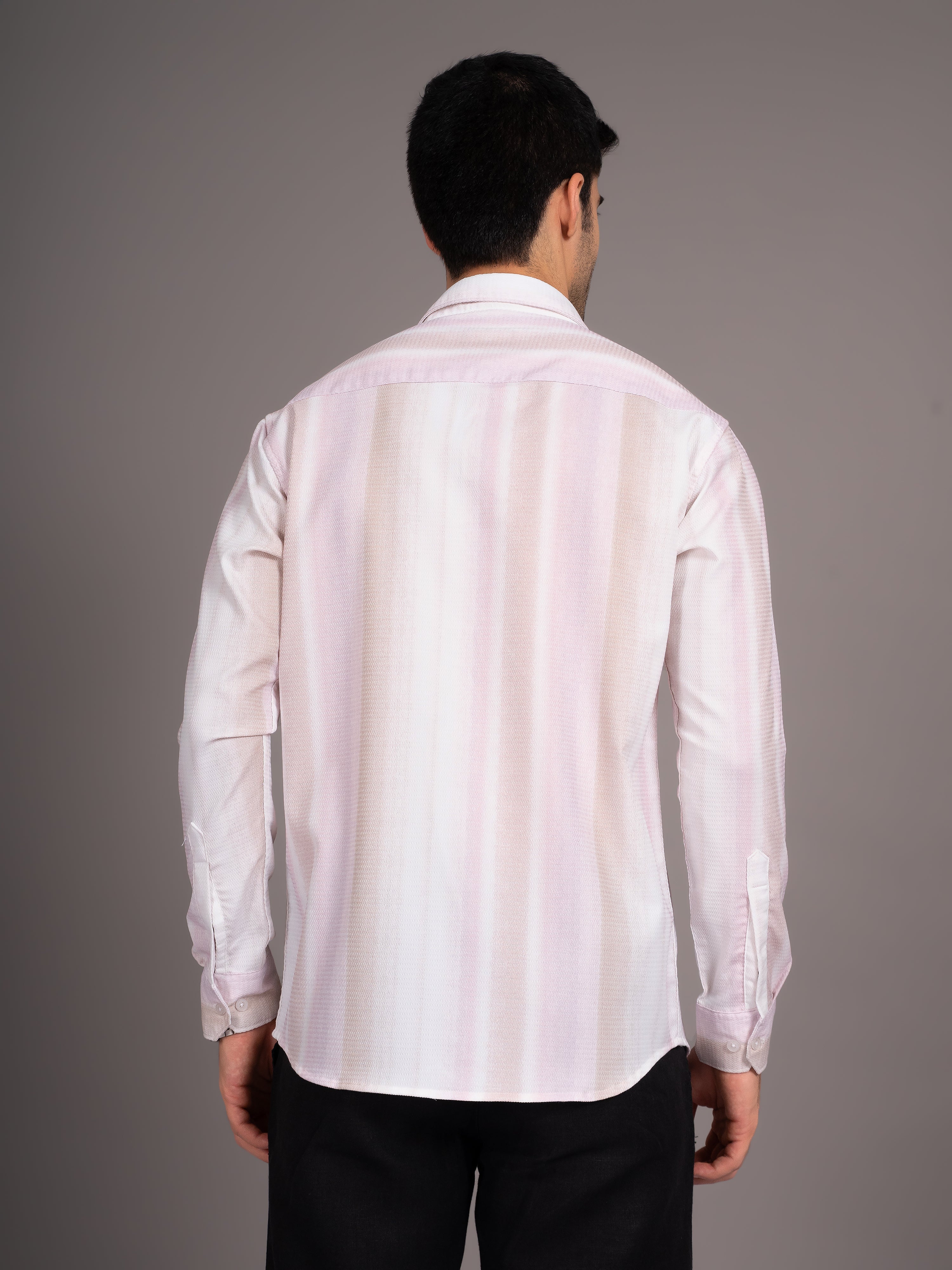 Men Strive Beige Striped Shirt