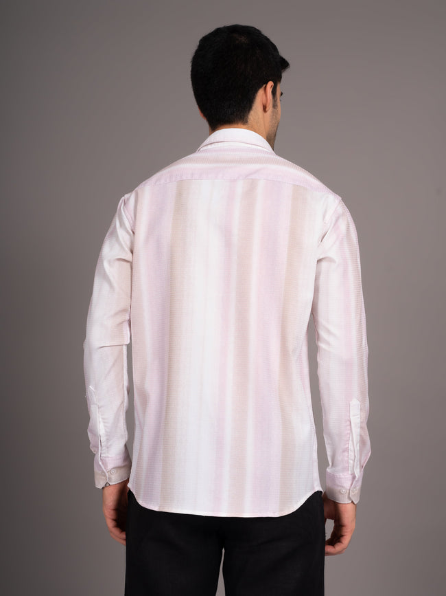 Men Strive Beige Striped Shirt