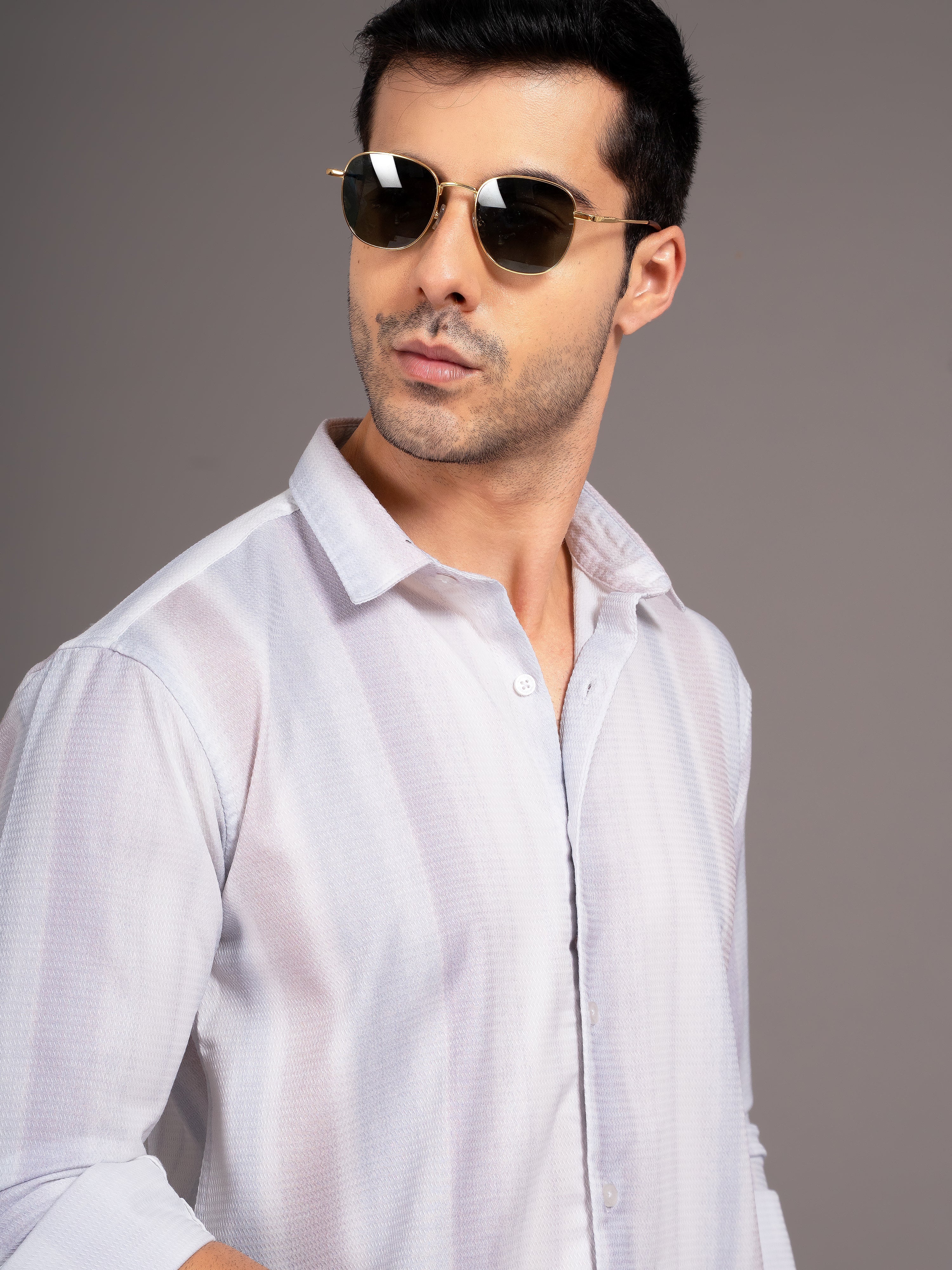 Men Strive White Striped Shirt