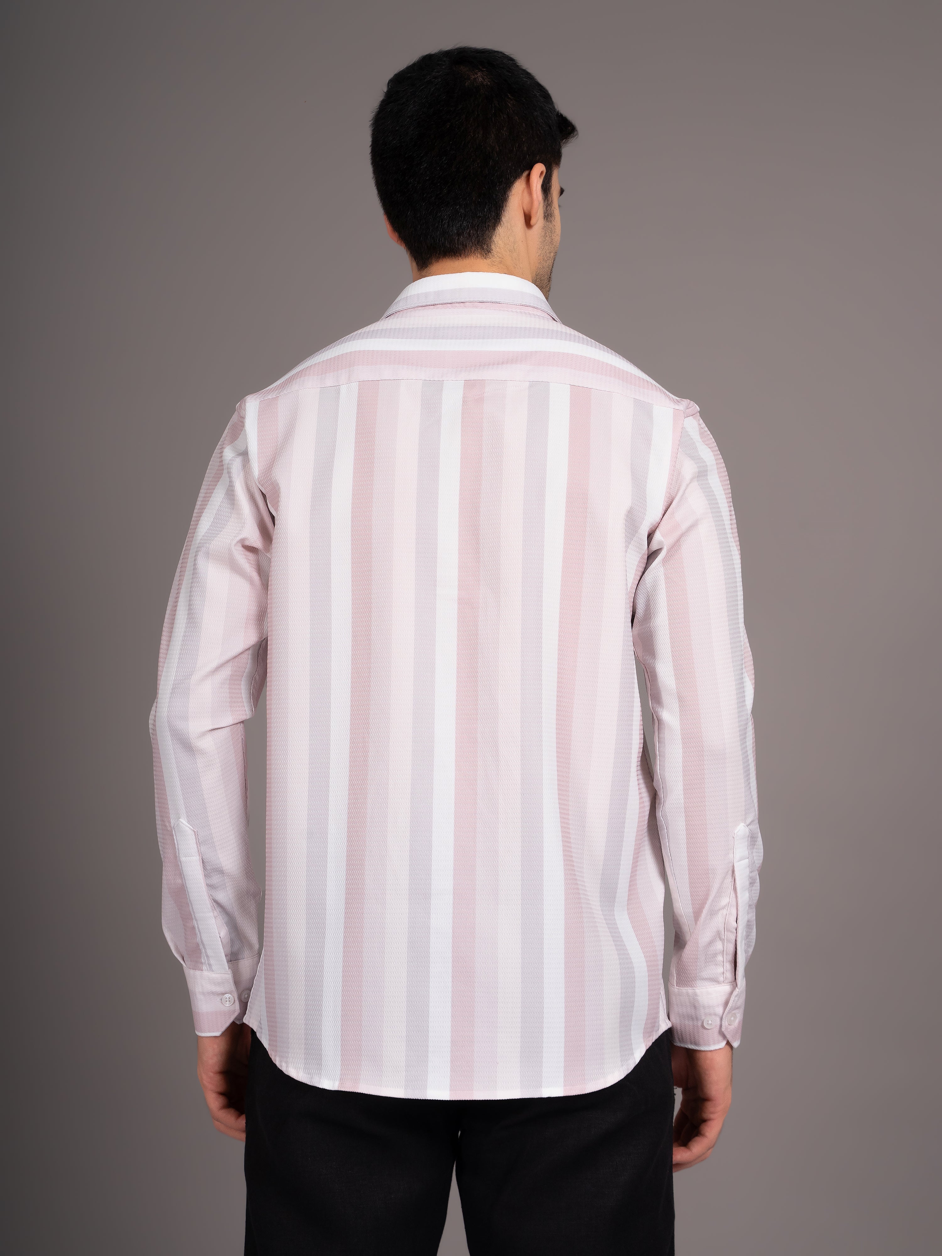 Men Trilo Beige Striped Shirt