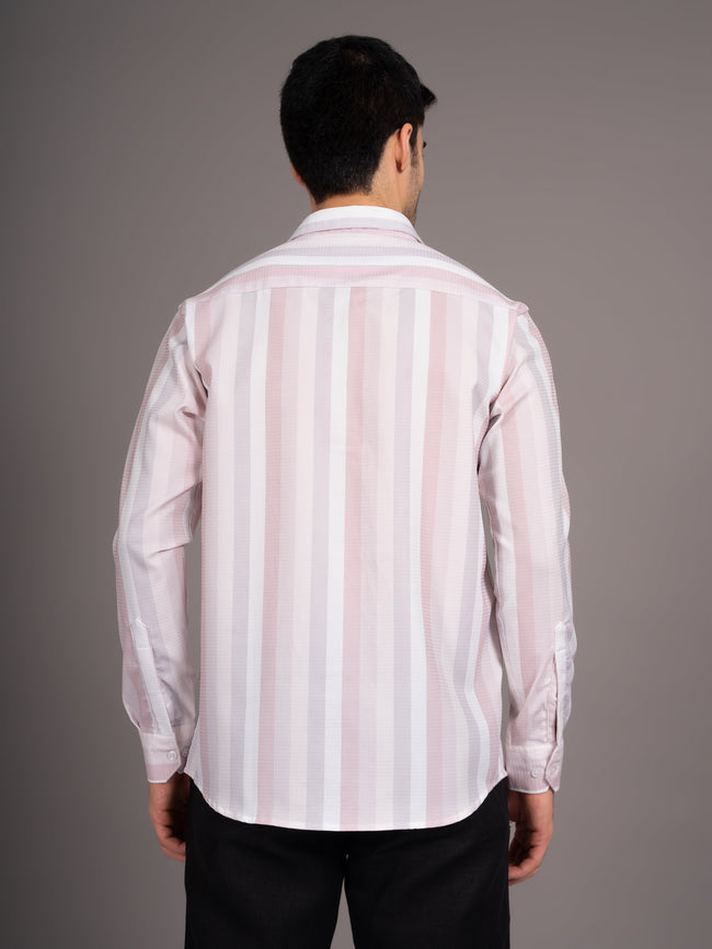 Men Trilo Beige Striped Shirt