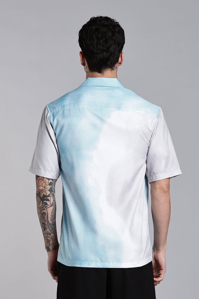 Men Huea Blue Printed Shirt