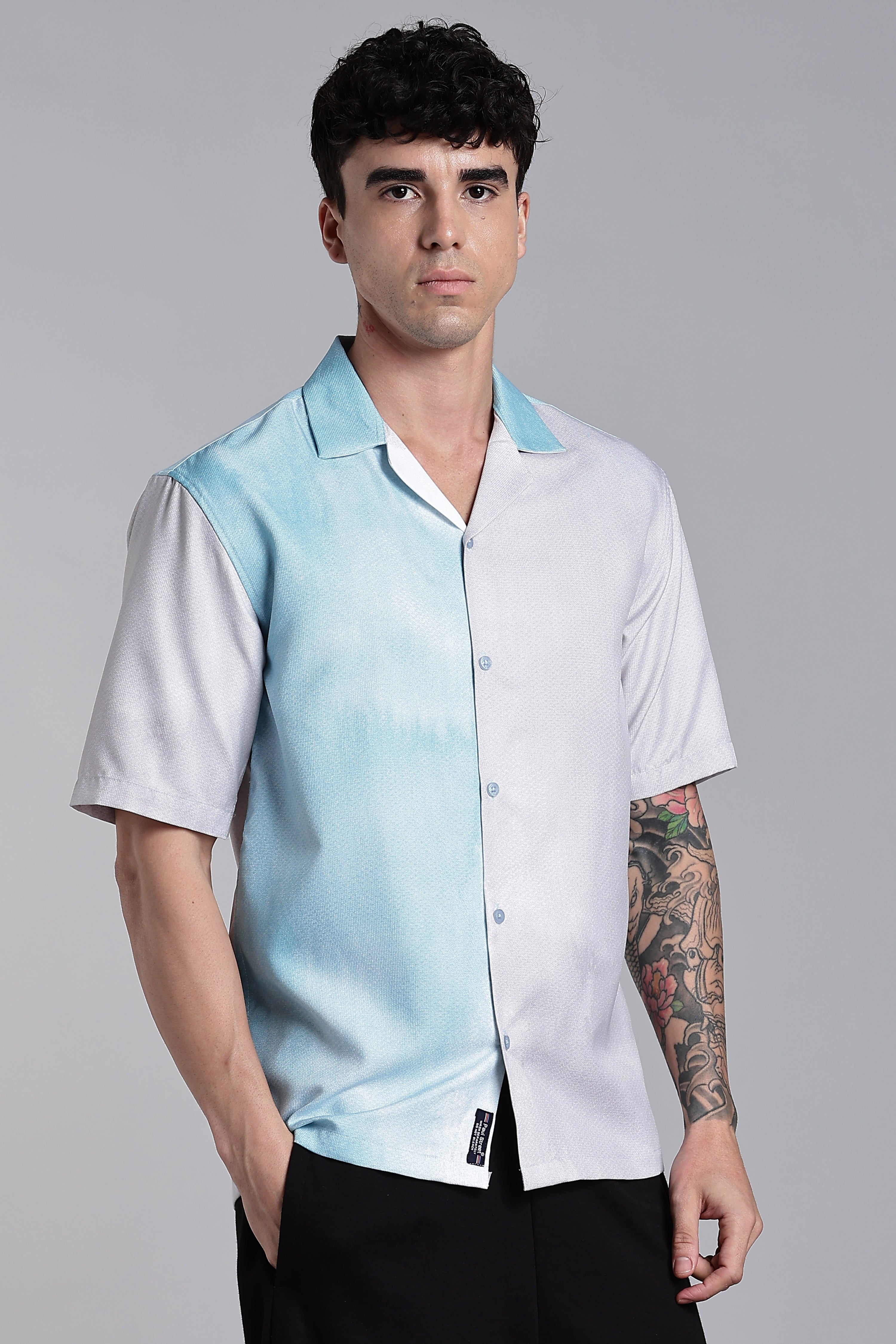 Men Huea Blue Printed Shirt