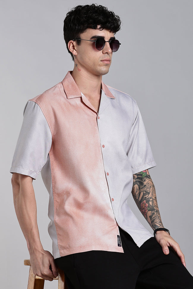 Men Huea Pink Printed Shirt