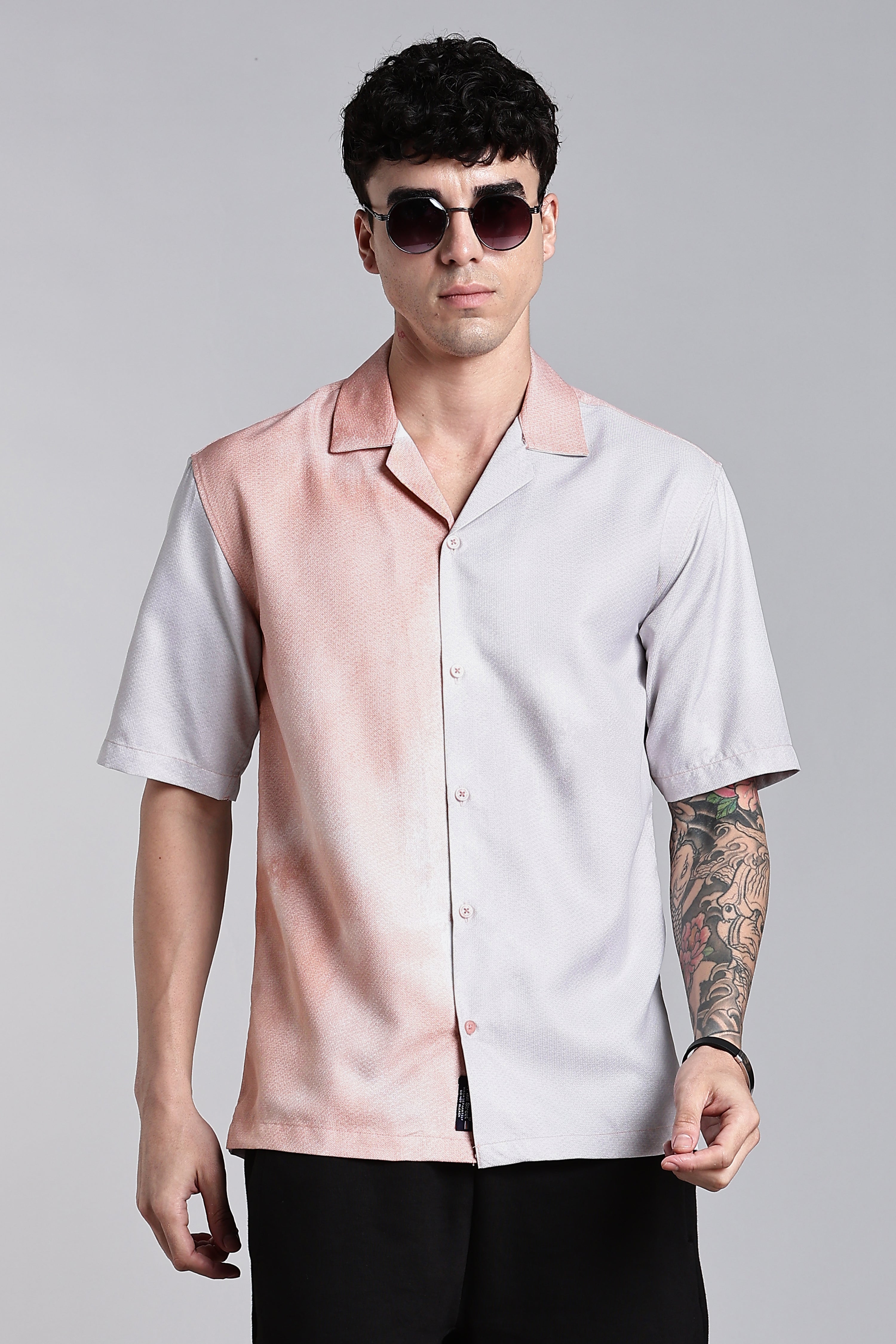 Men Huea Pink Printed Shirt