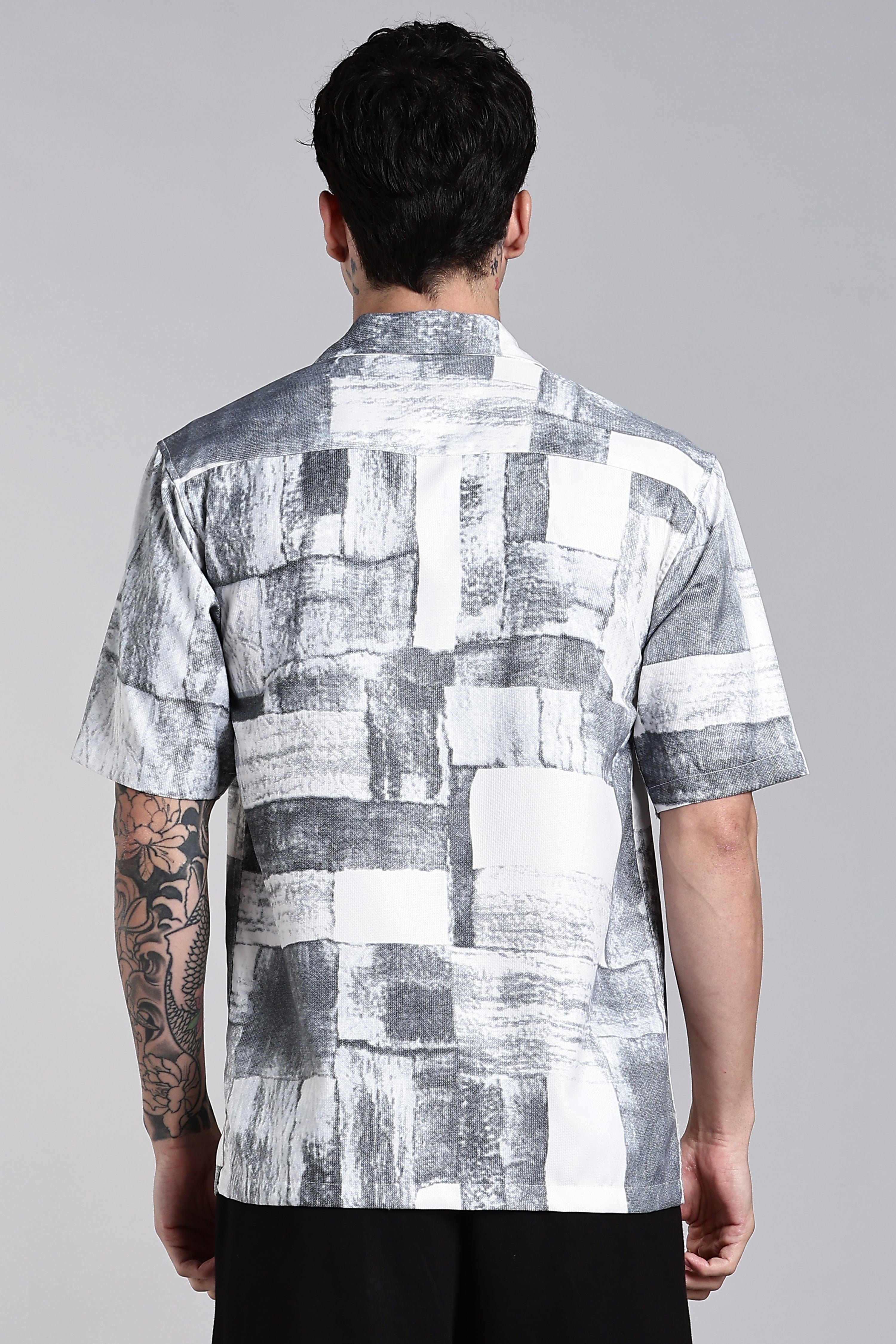 Men Fiero White Abstract Shirt