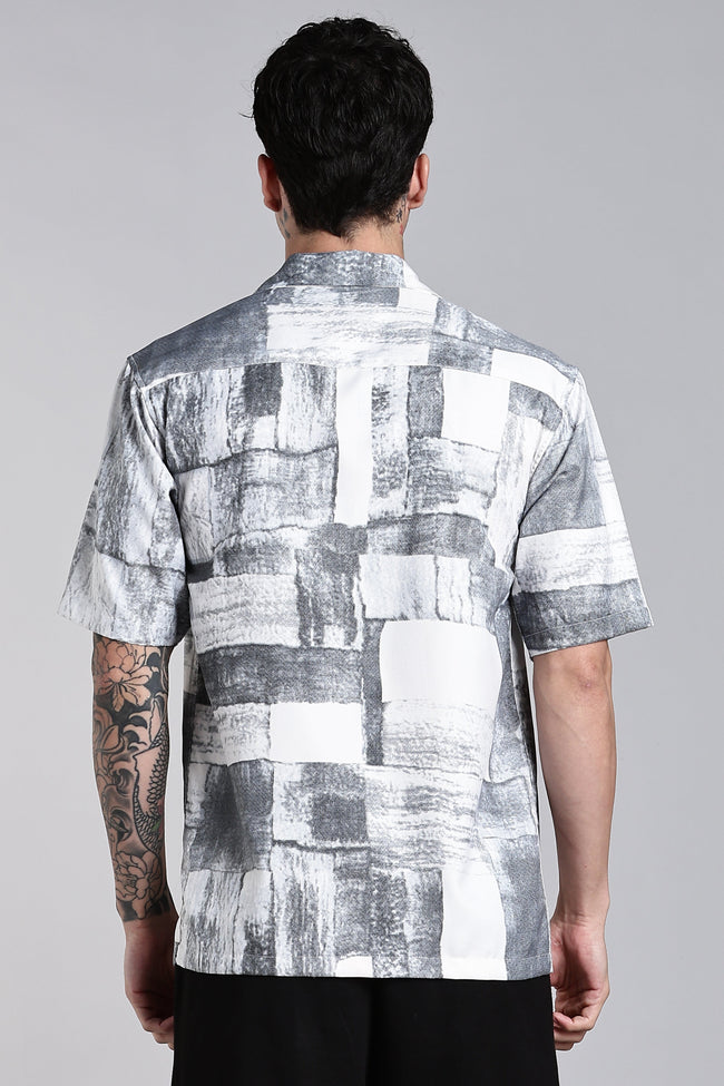Men Fiero White Abstract Shirt