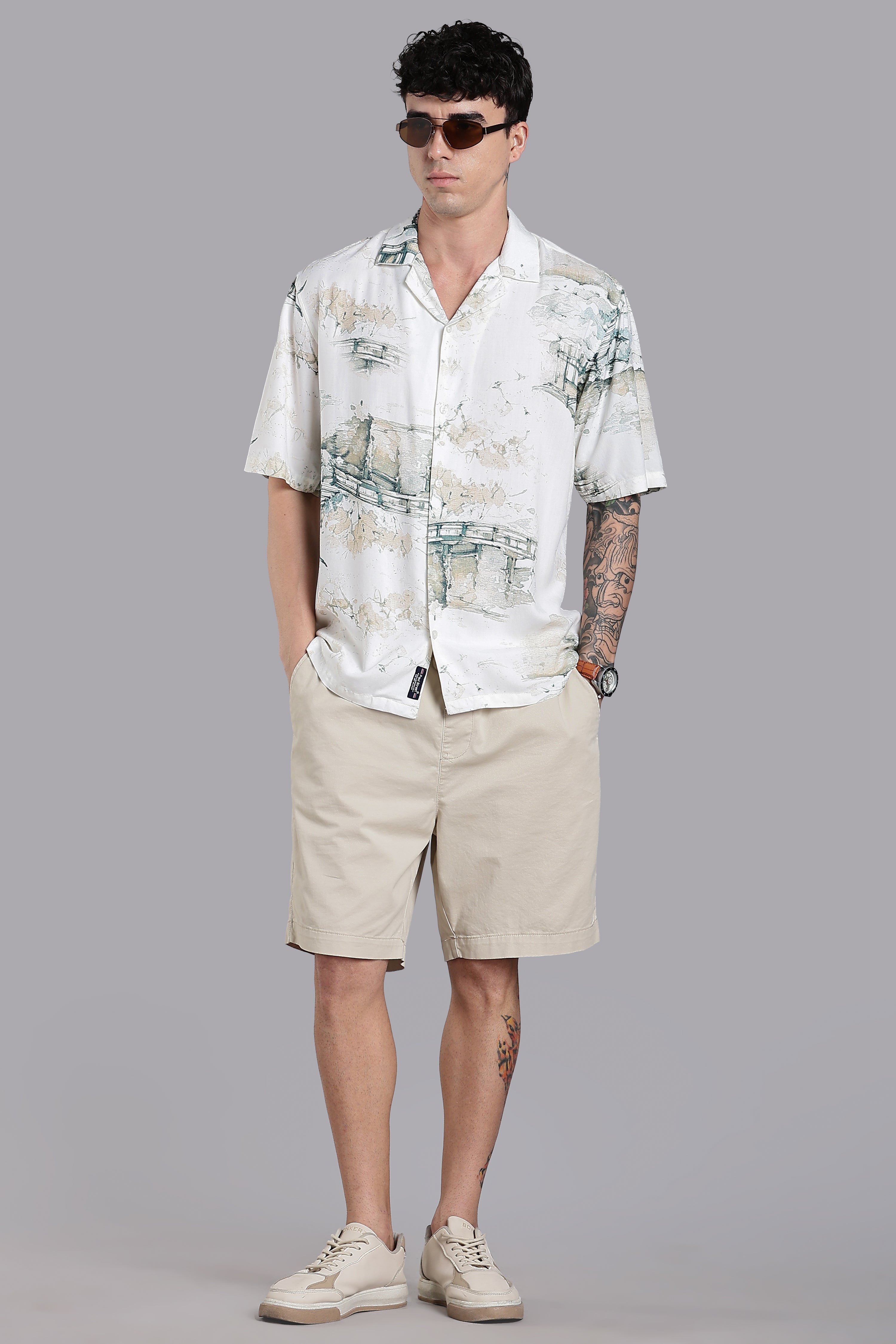 Men Tintor Beige Printed Shirt