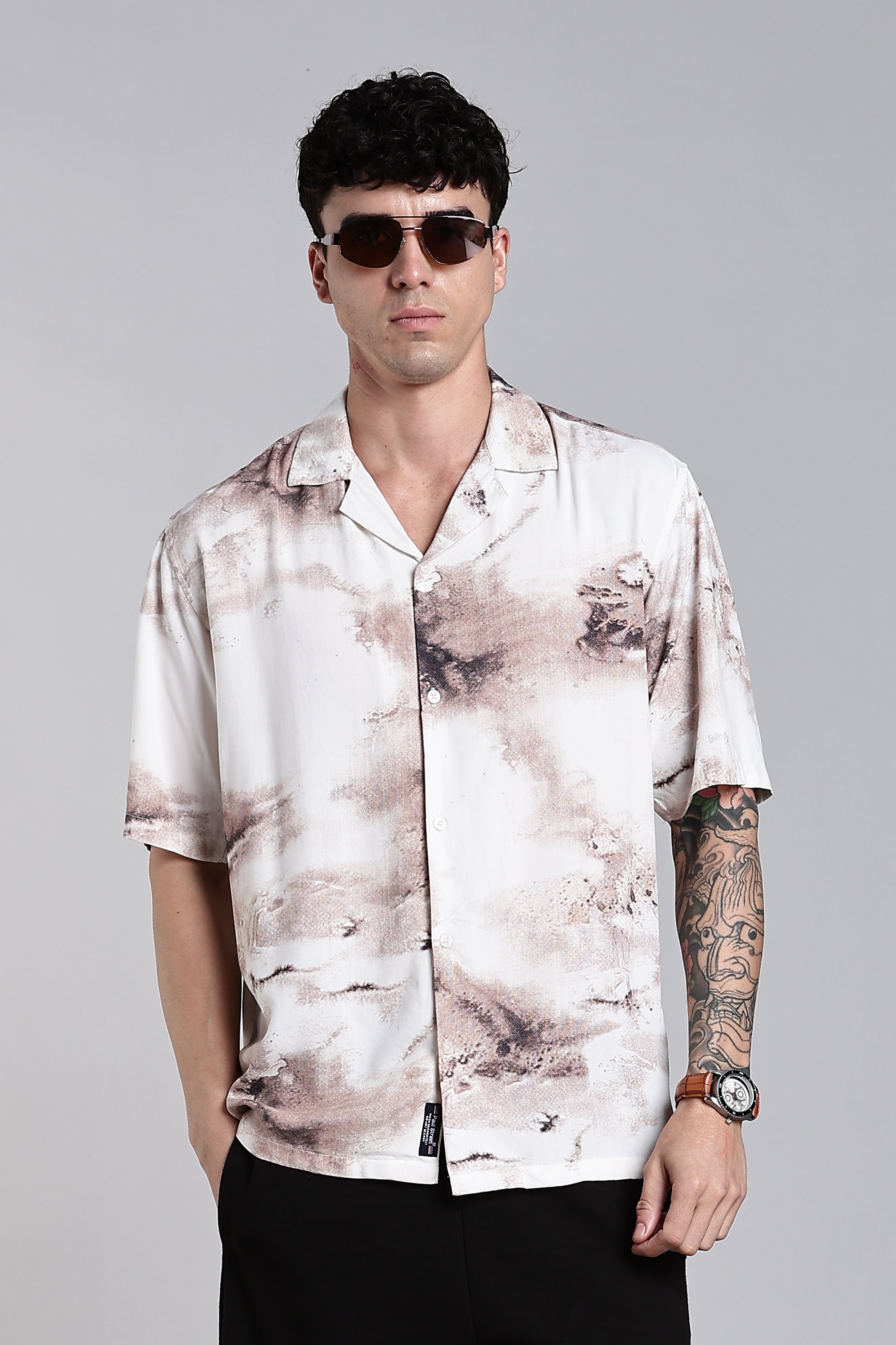 Men Tintor Beige Printed Shirt