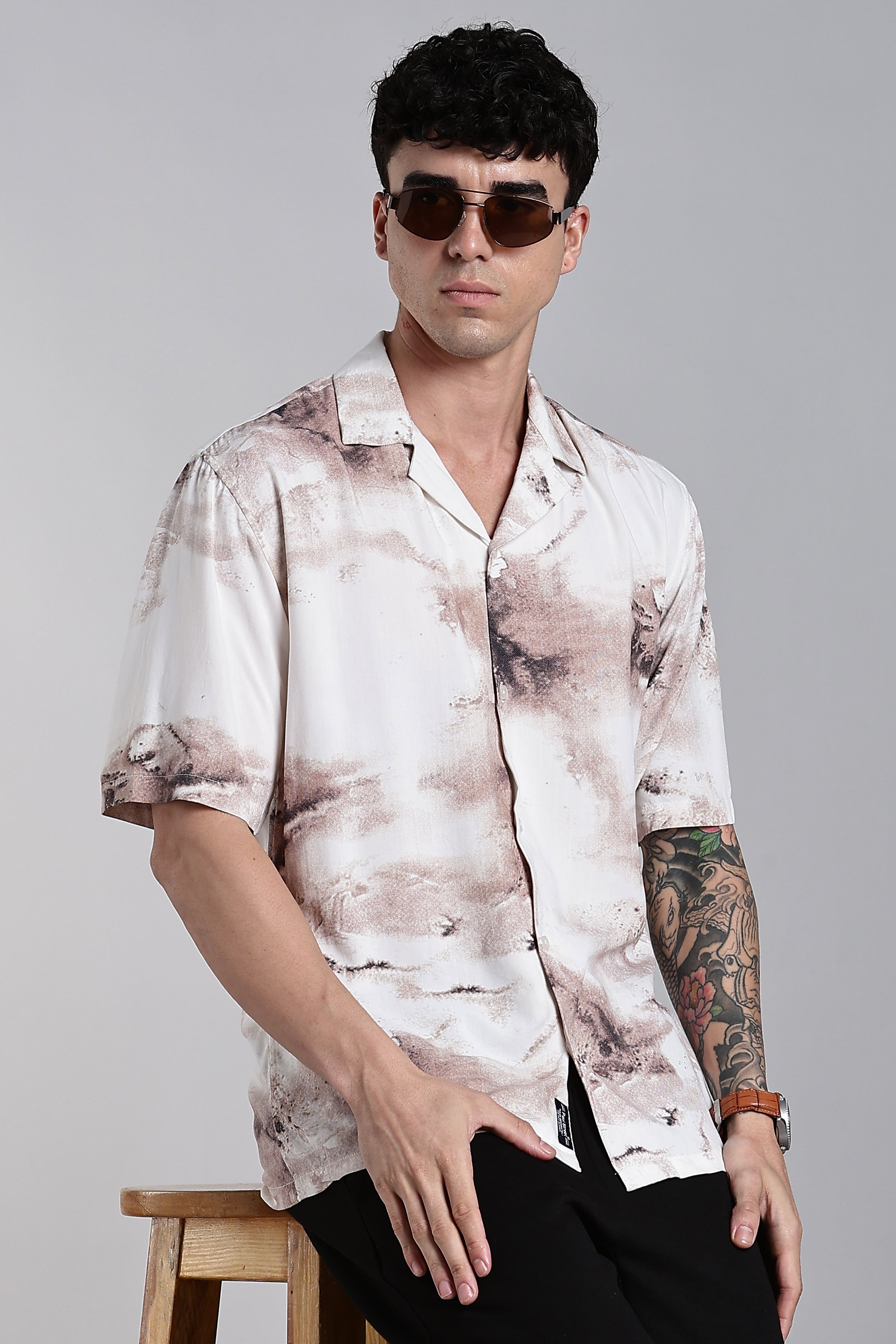 Men Tintor Beige Printed Shirt