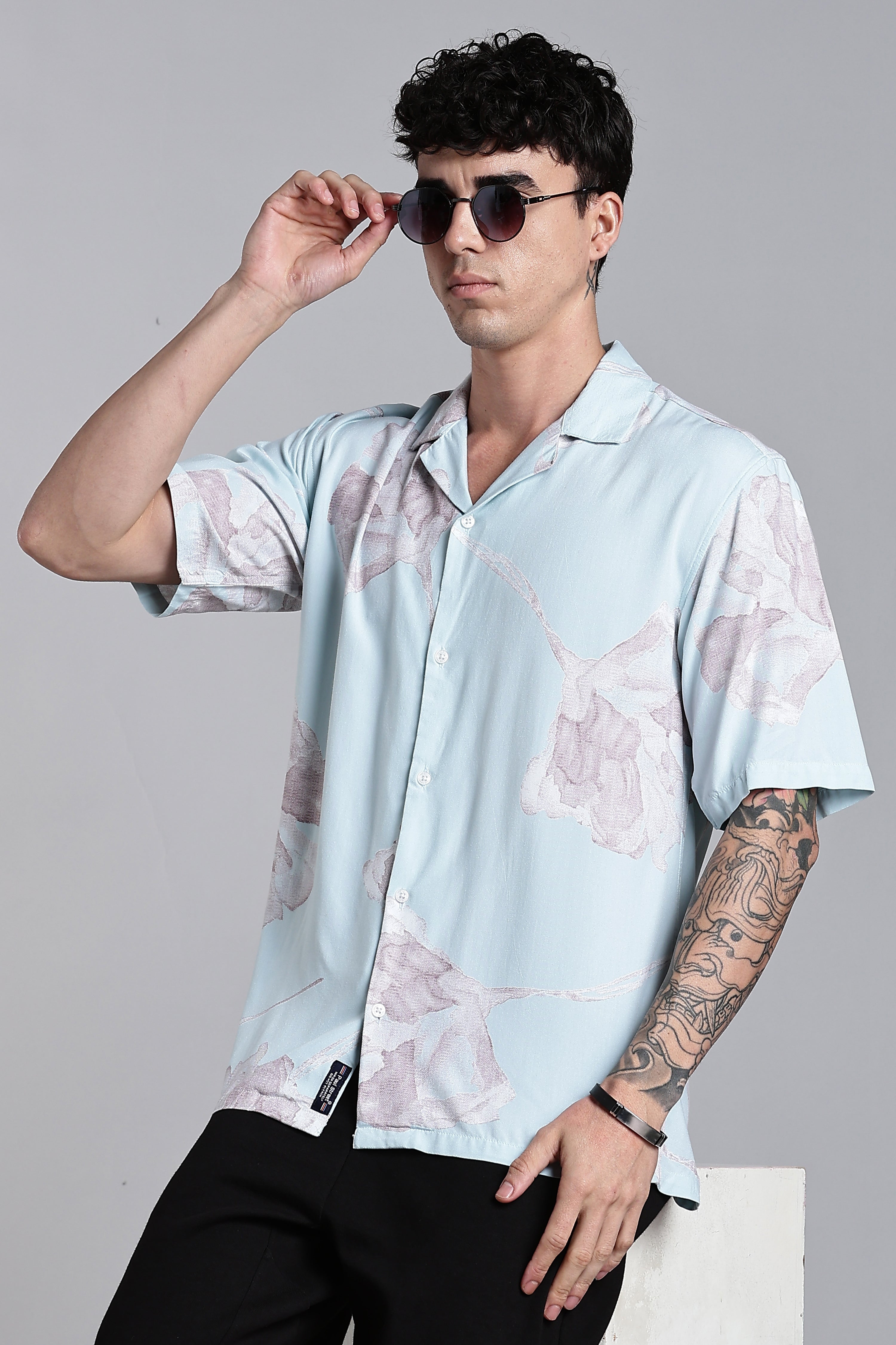 Men Tropivo Blue Floral Shirt