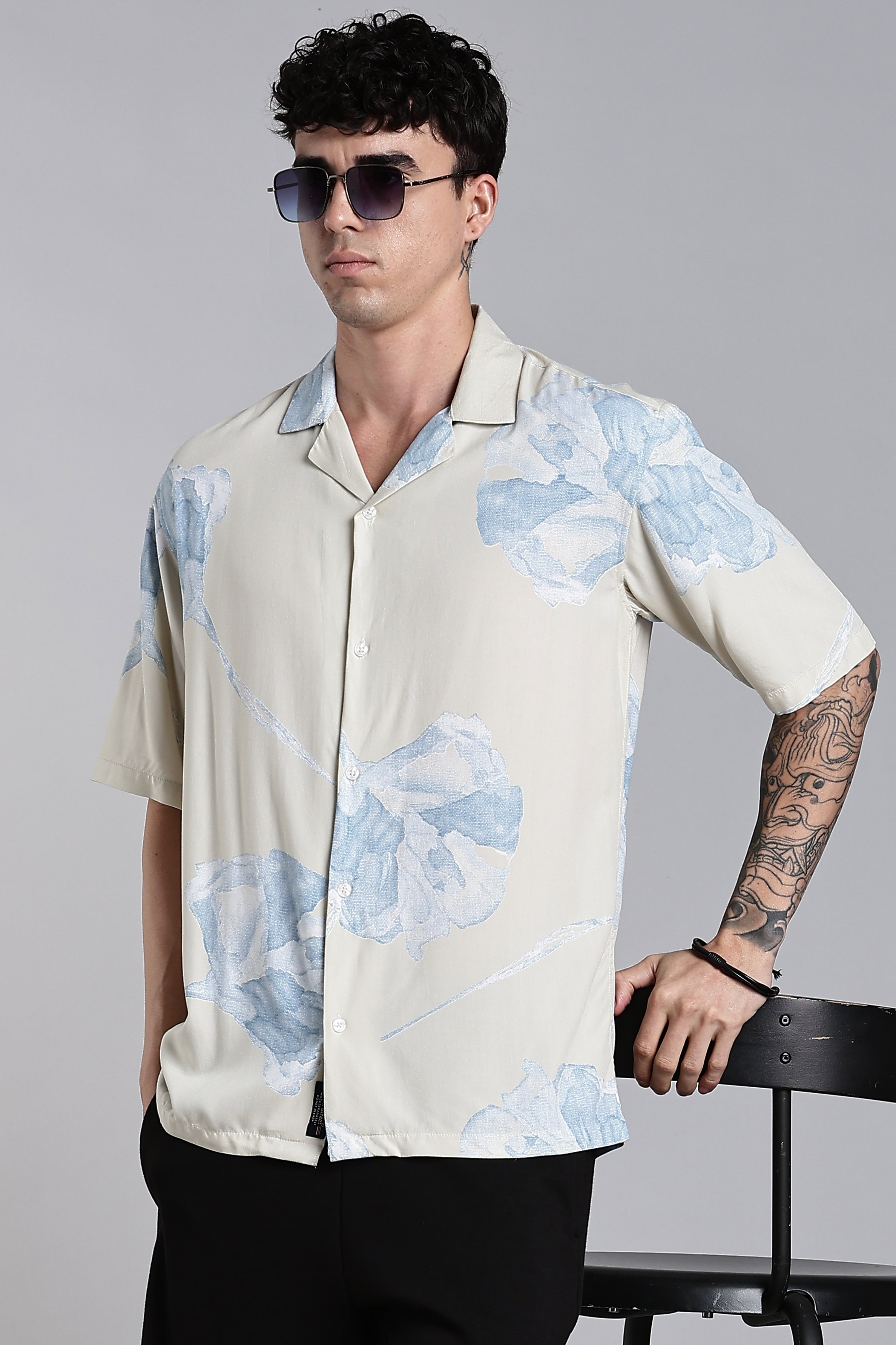 Men Tropivo Beige Floral Shirt
