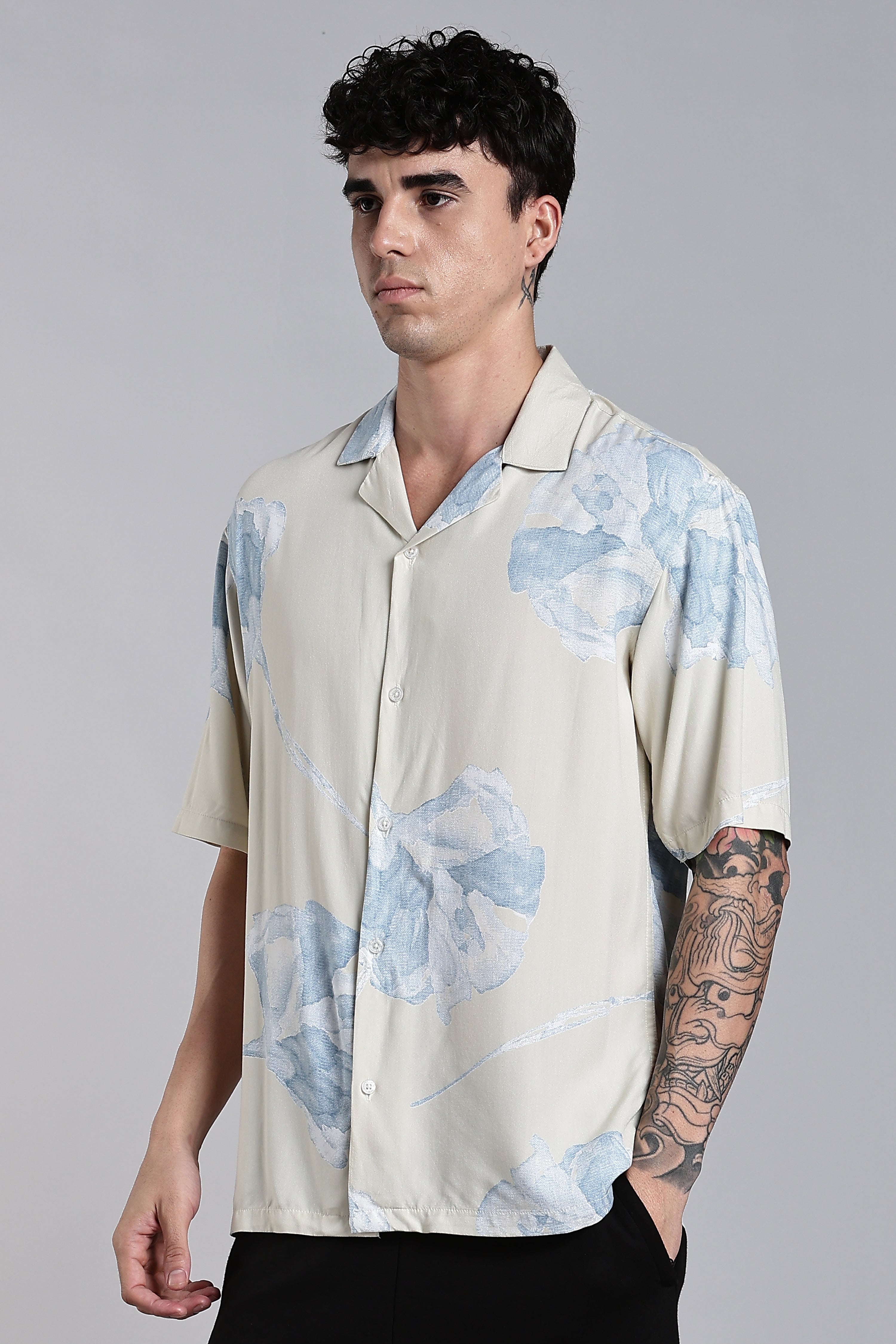 Men Tropivo Beige Floral Shirt