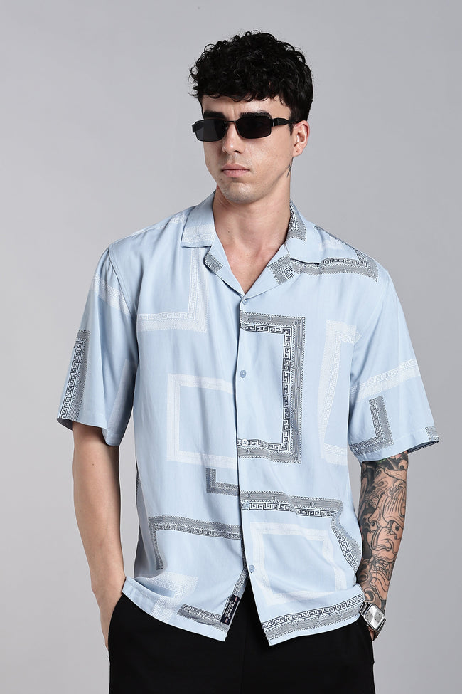 Men Glide Blue Printed Shirt