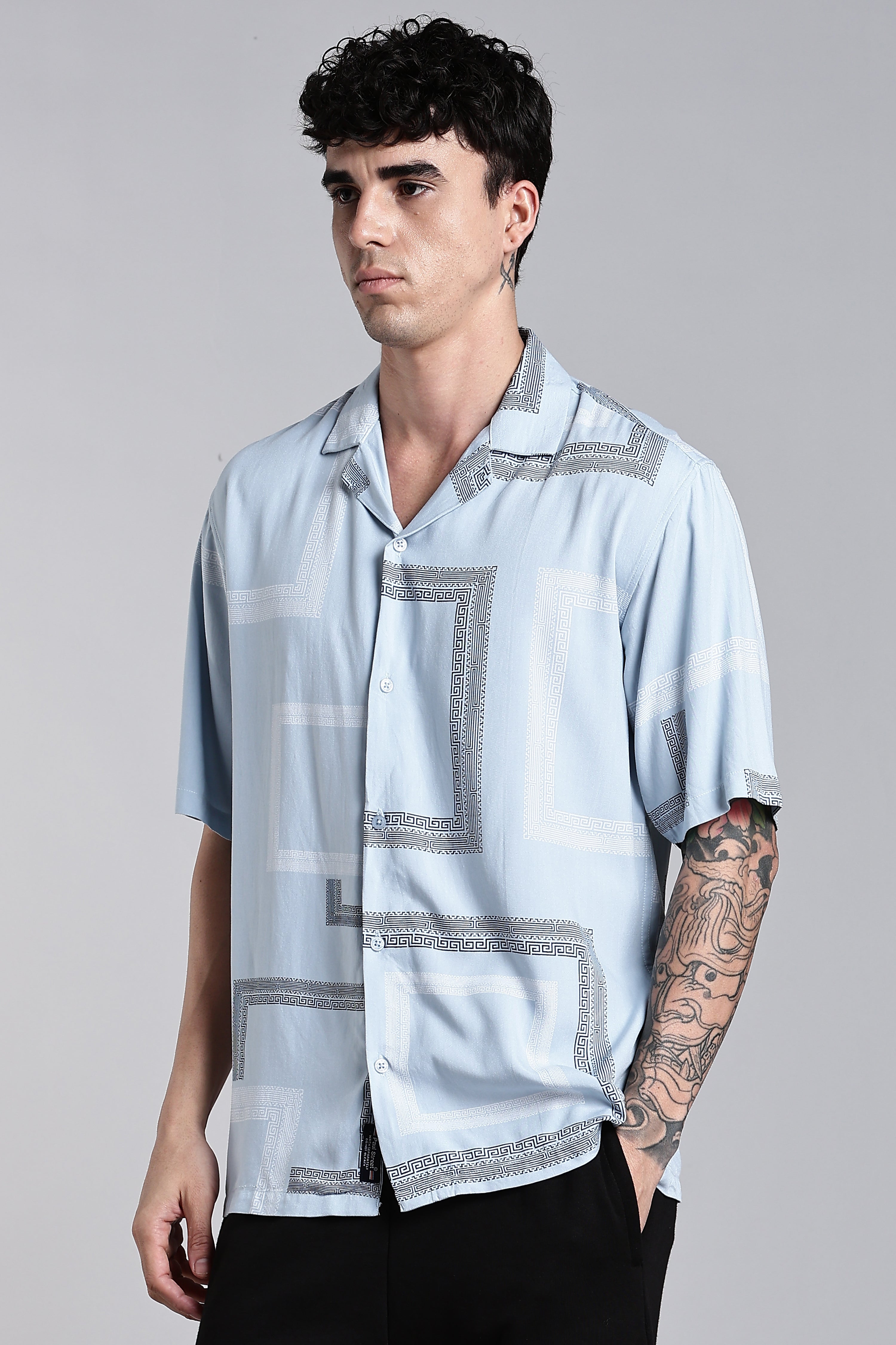 Men Glide Blue Printed Shirt