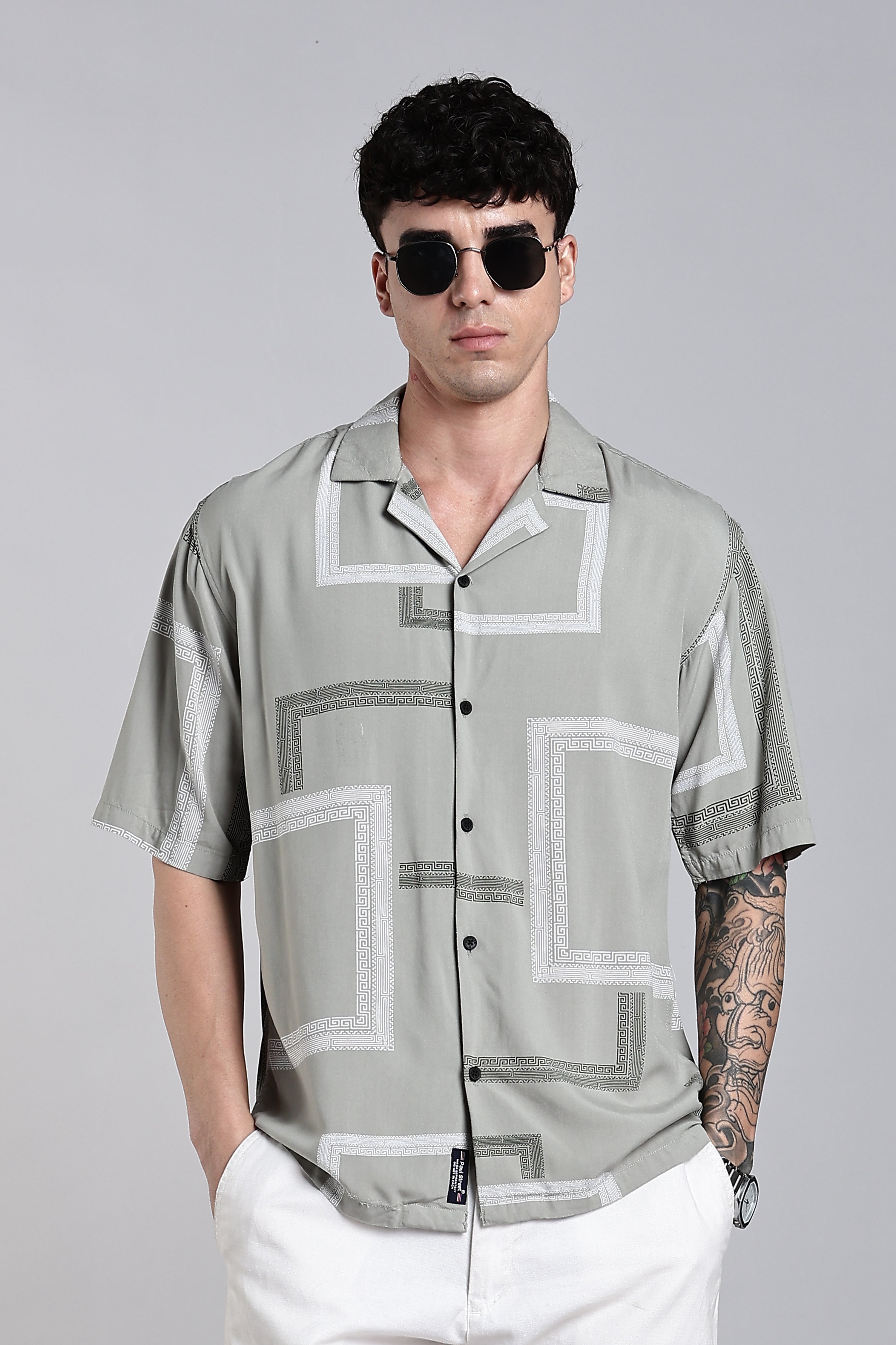 Men Glide Green Printed Shirt