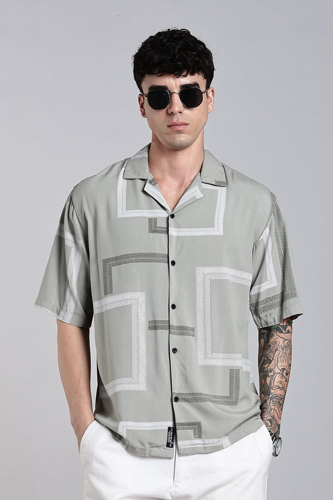Men Glide Green Printed Shirt