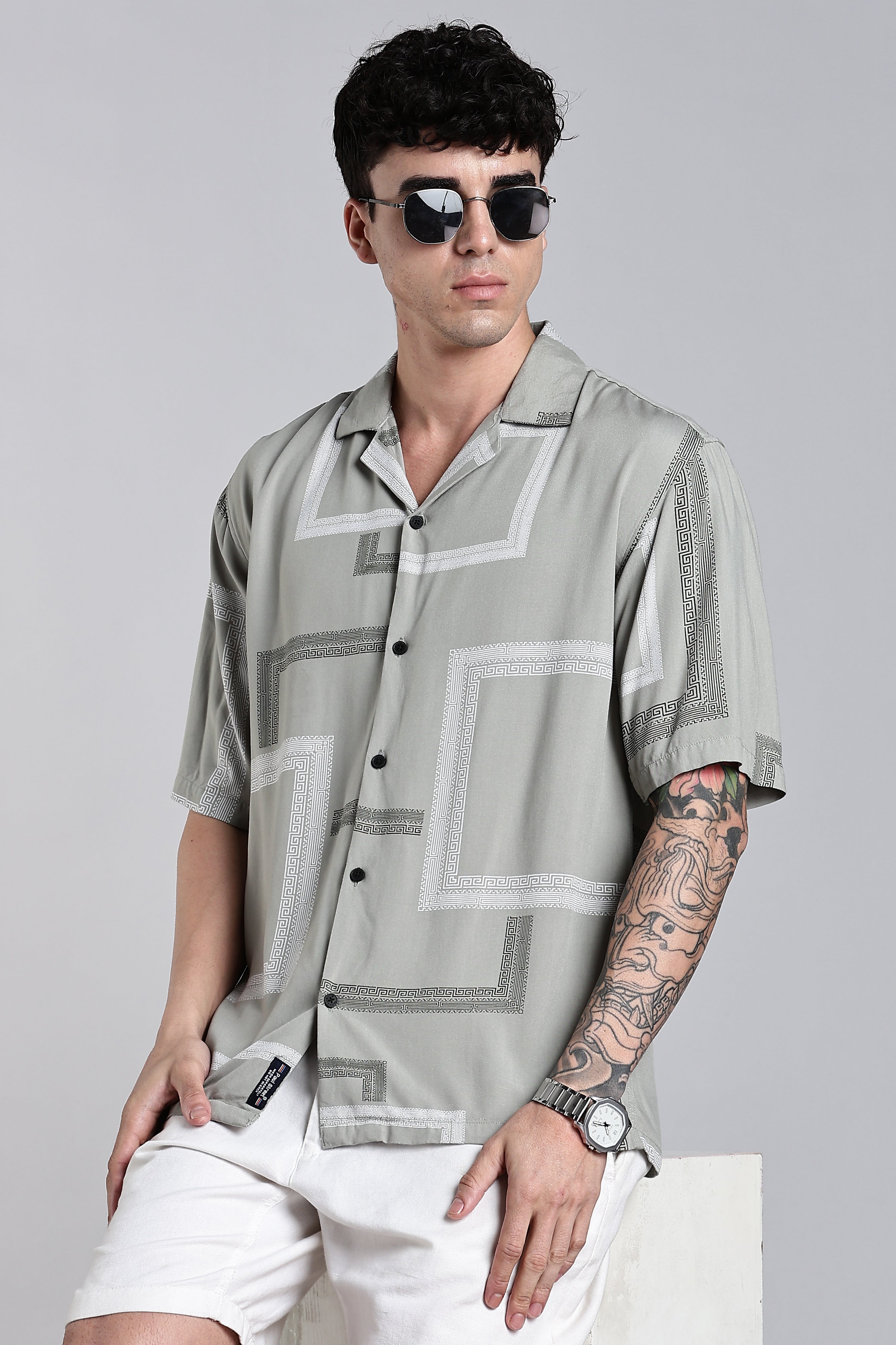 Men Glide Green Printed Shirt