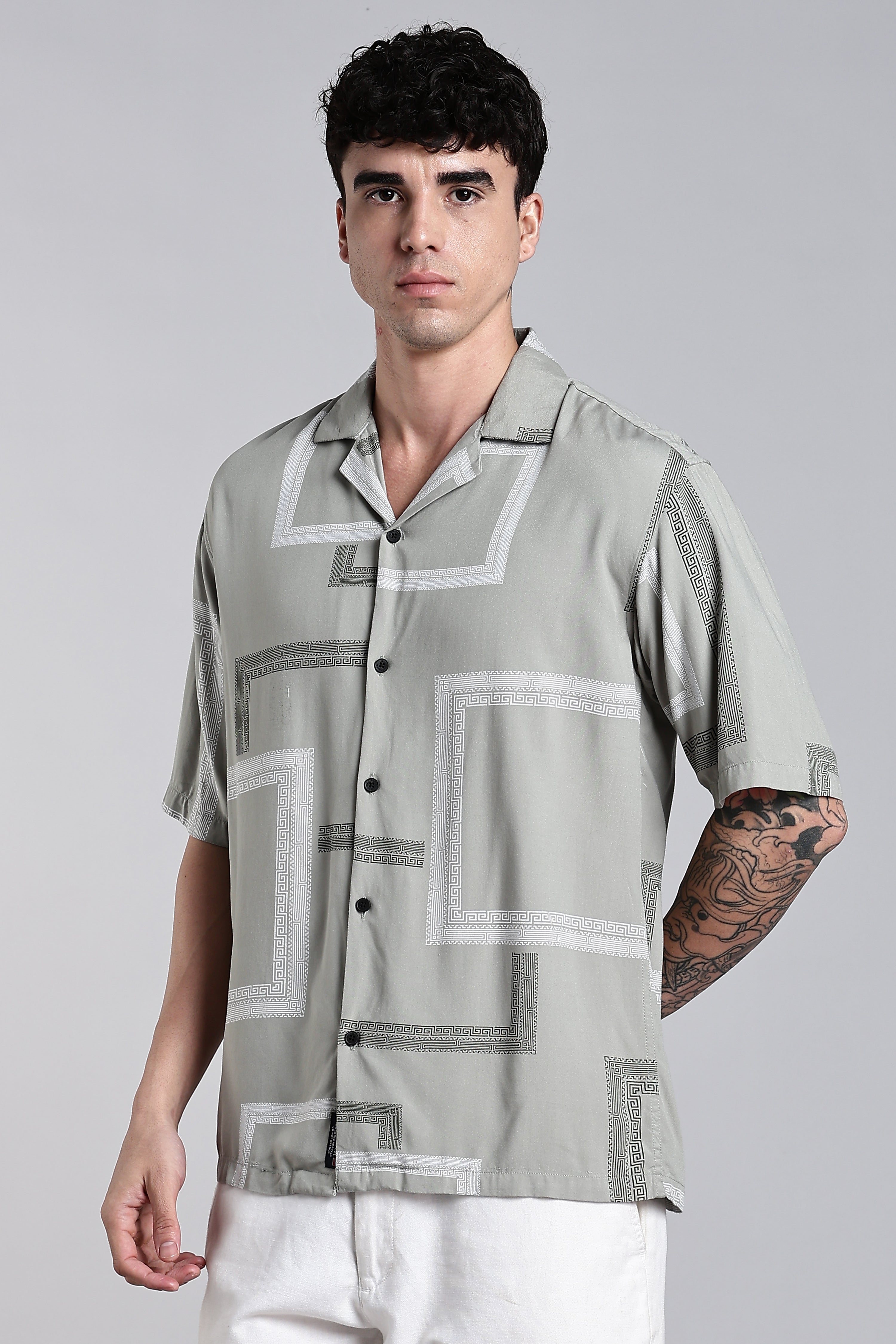 Men Glide Green Printed Shirt
