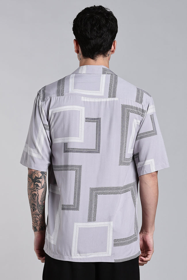 Men Glide Grey Printed Shirt