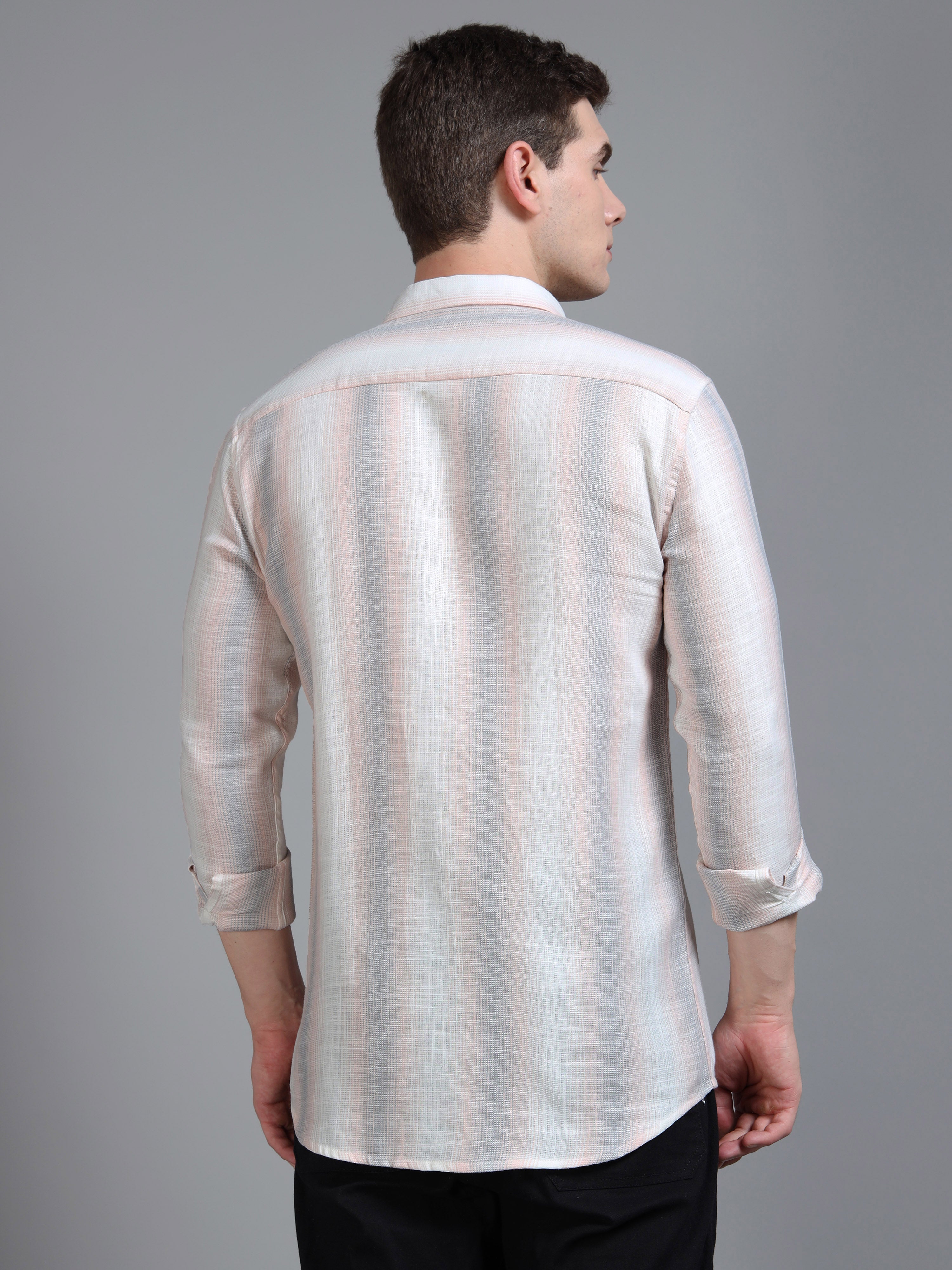 Men Aris Beige Stripes Shirt