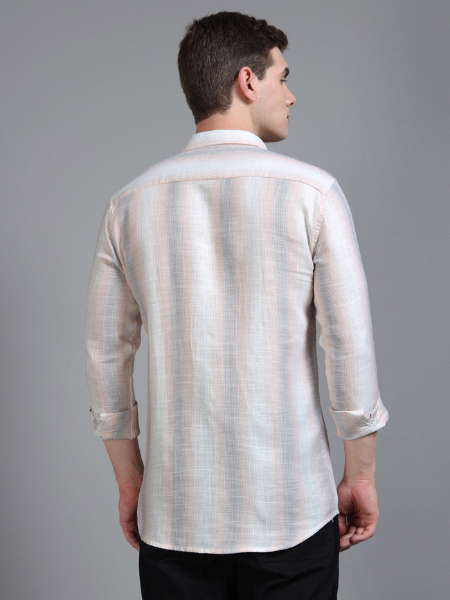 Men Aris Beige Stripes Shirt