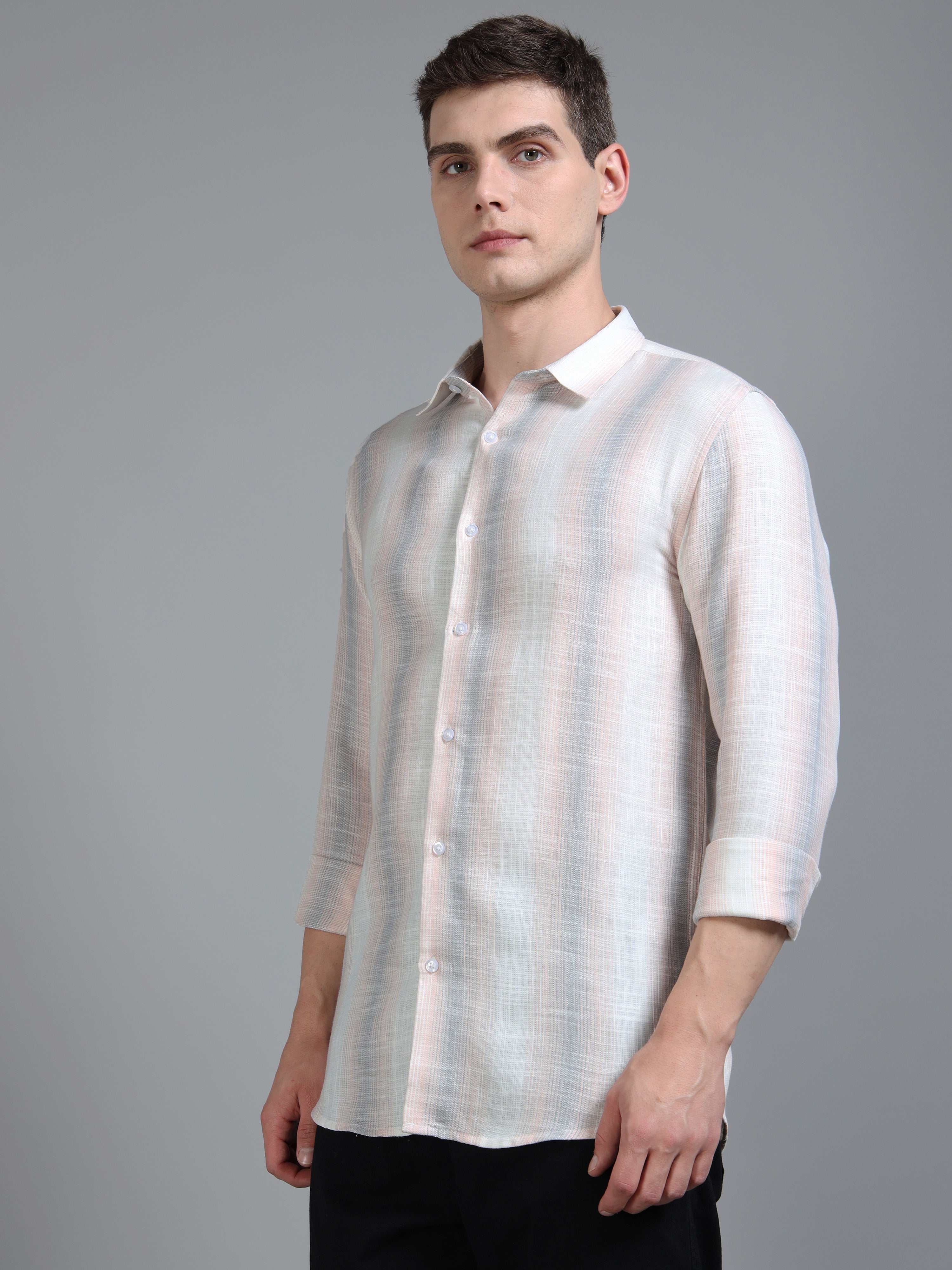 Men Aris Beige Stripes Shirt