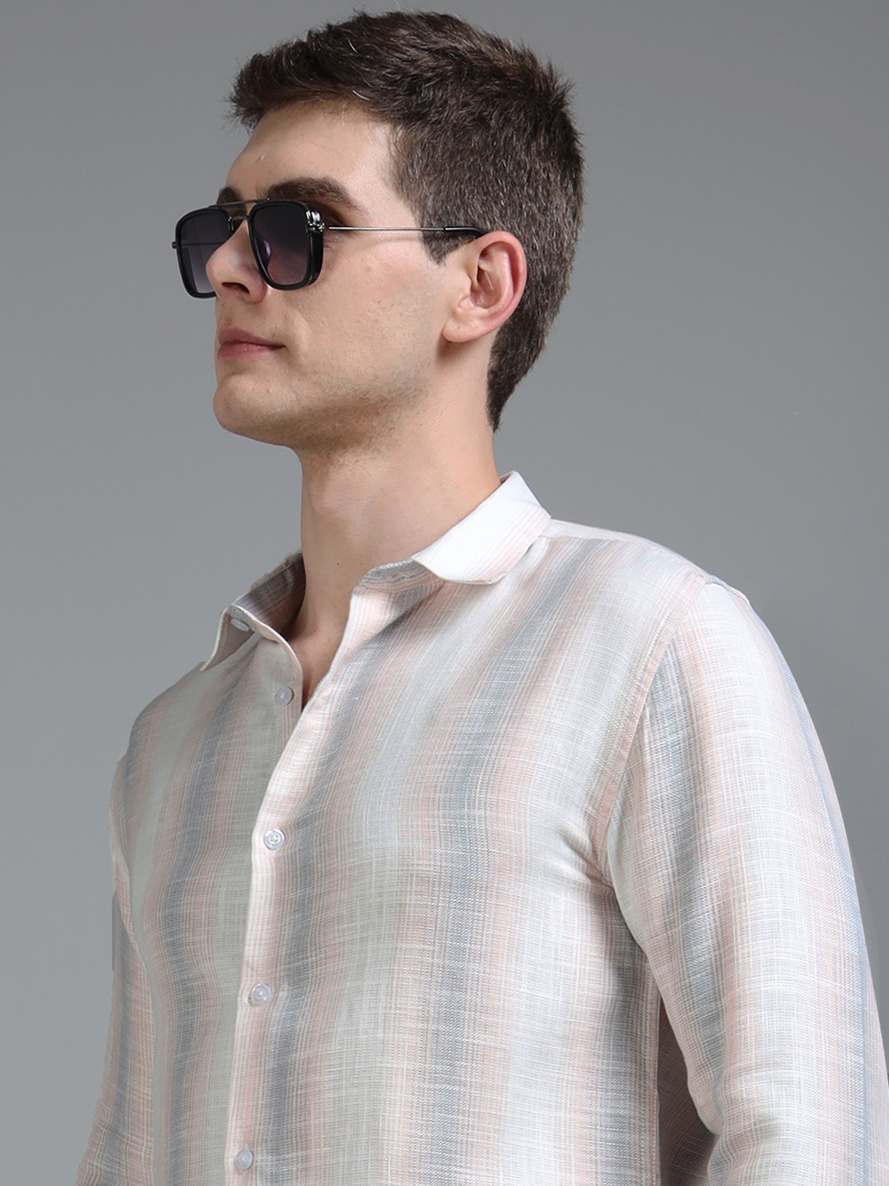 Men Aris Beige Stripes Shirt