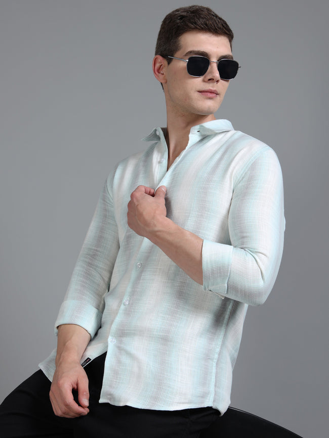 Men Aris Green Stripes Shirt
