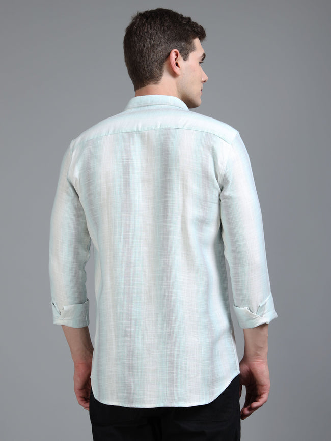 Men Aris Green Stripes Shirt