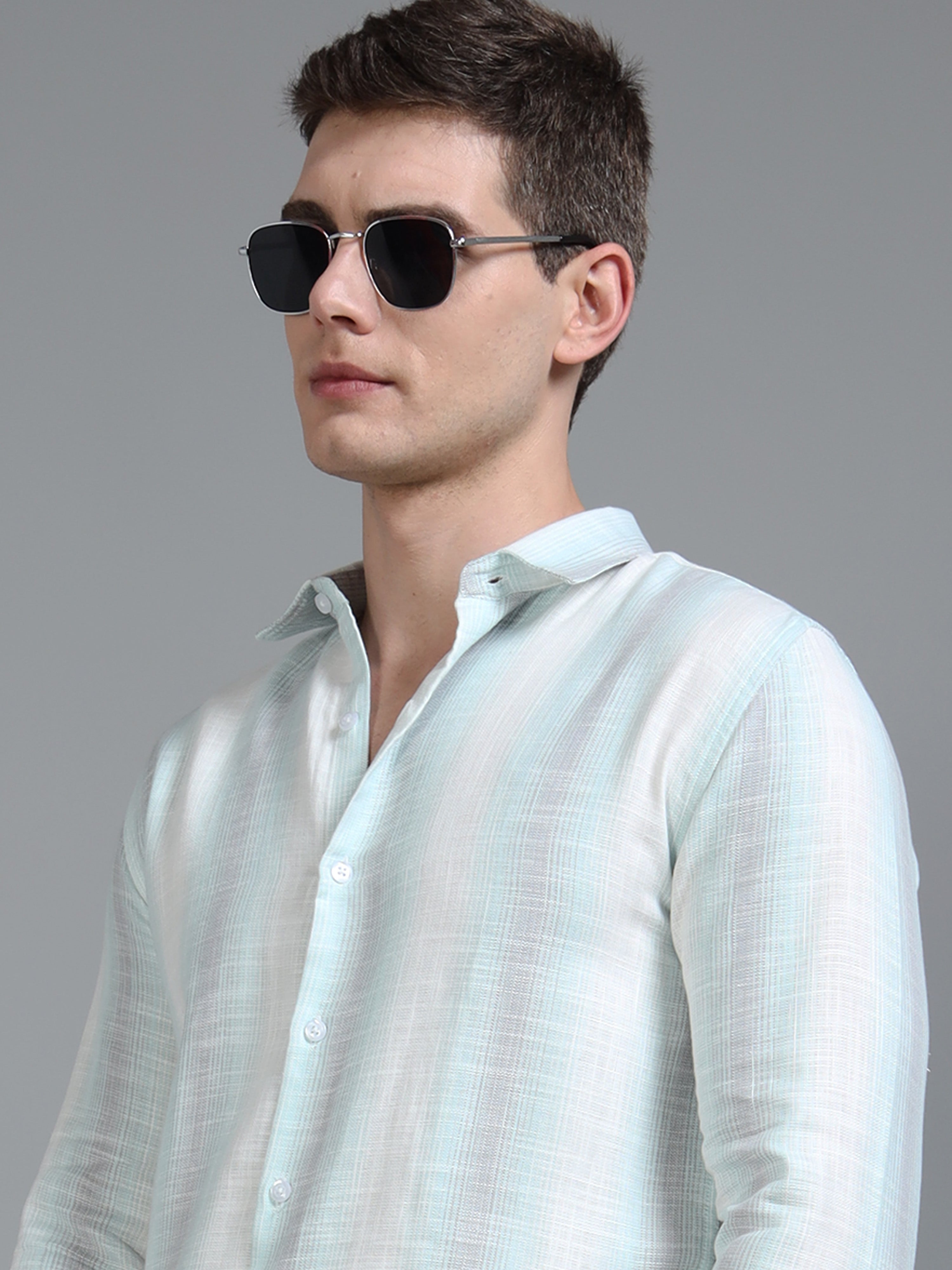 Men Aris Green Stripes Shirt
